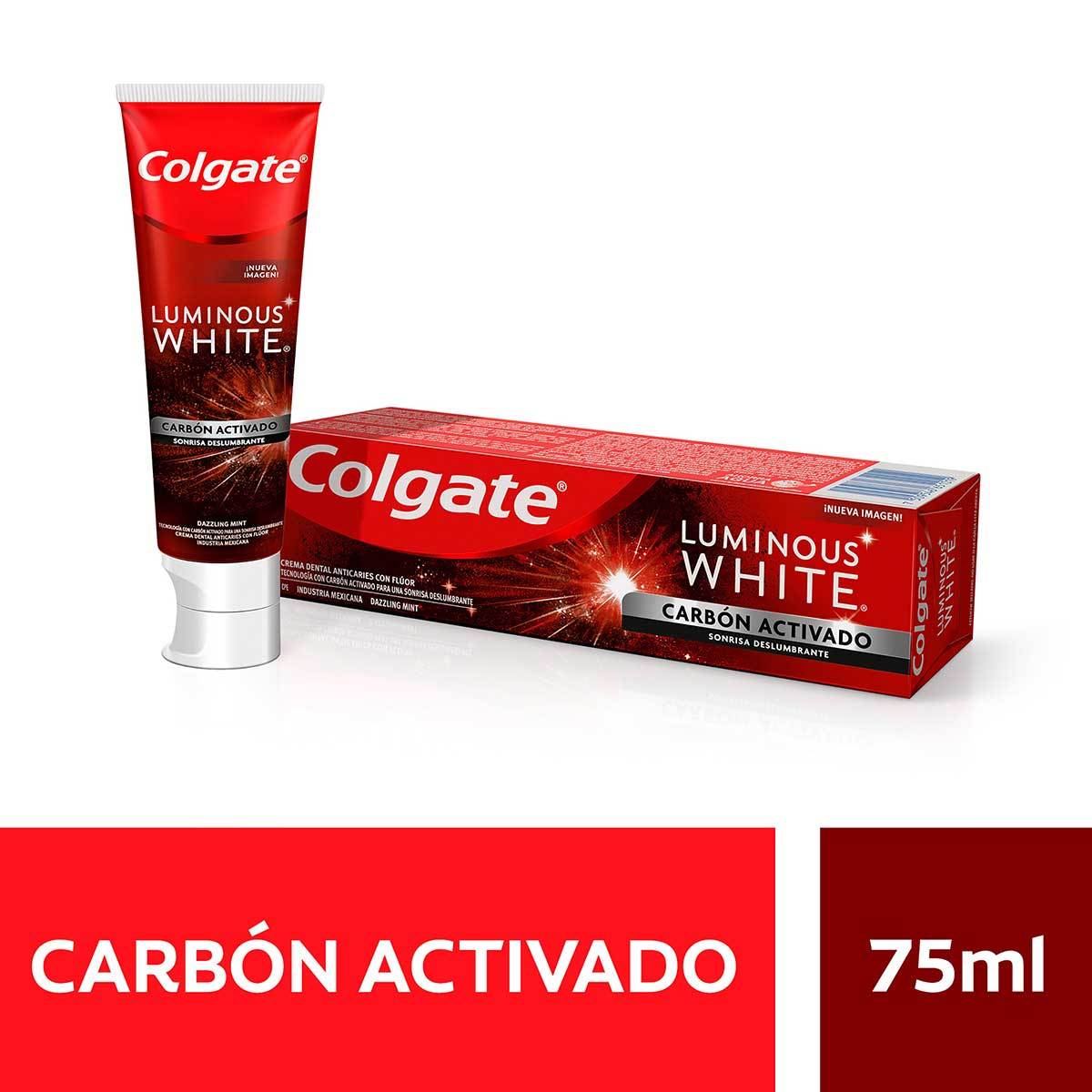 Crema Dental Colgate Luminous White Carbón Activado Mint Caja x 75 mL