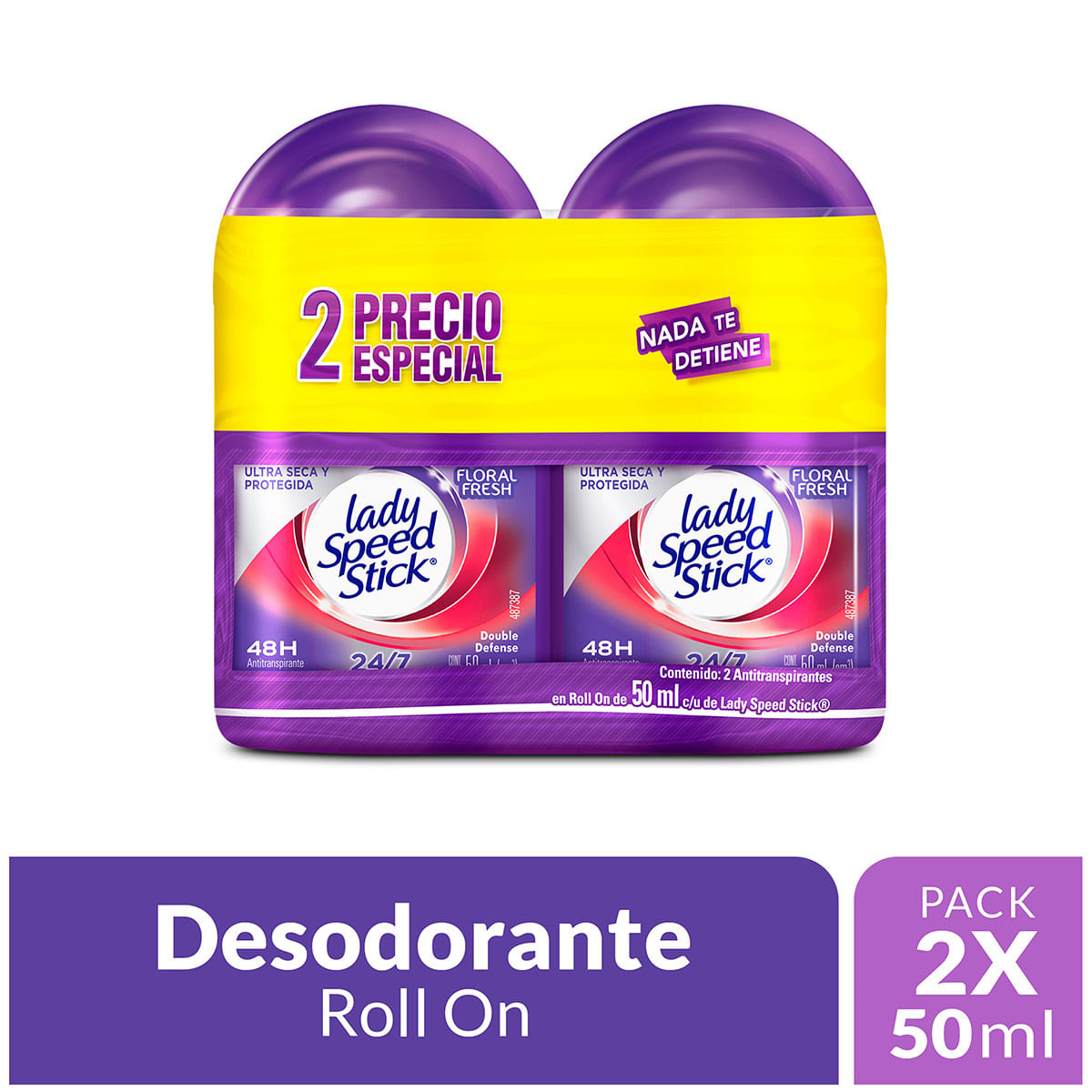 Antitranspirante Lady Speed Stick Floral Fresh Roll On x 50 mL x 2 Uds Precio Especial
