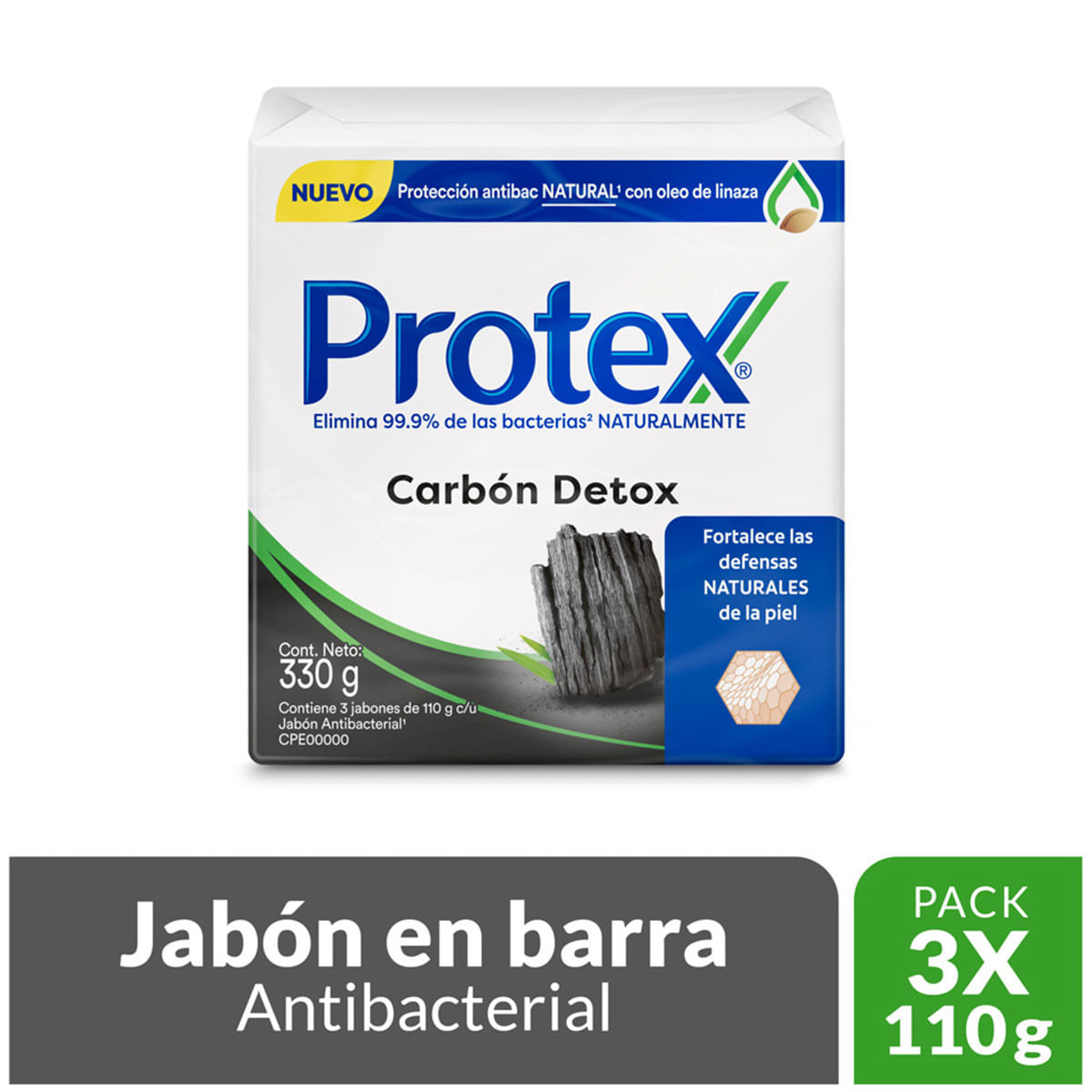 Jabón en Barra Carbón Detox Protex Paquete x 3 uds