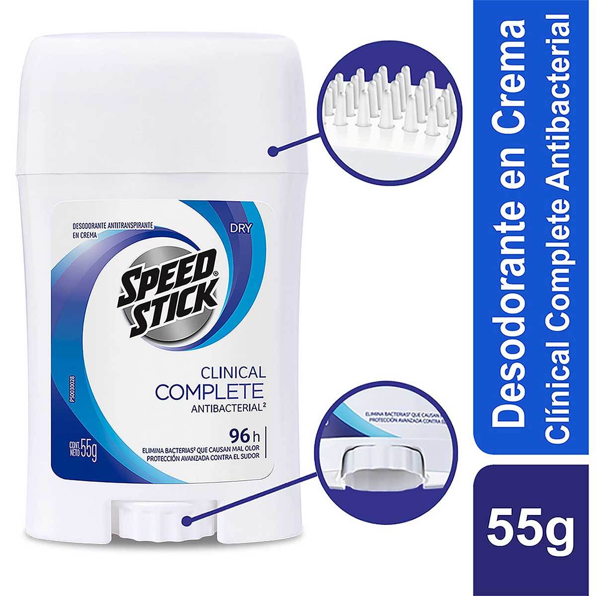Desodorante Speed Stick Men Clinical Complete Antibacterial Crema Frasco x 55 g