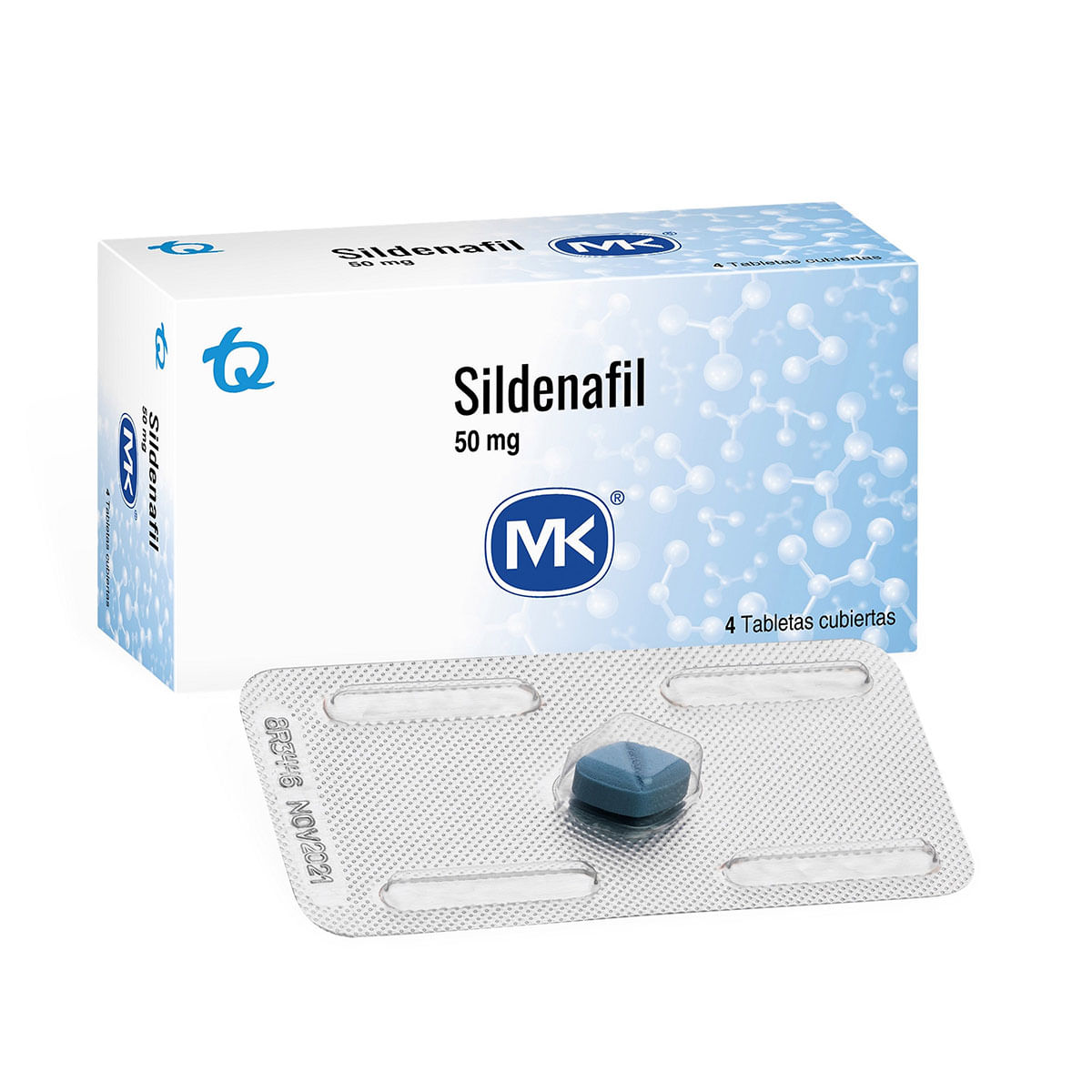 Sildenafil 50 Mg MK Caja x 4 Tabletas Recubiertas