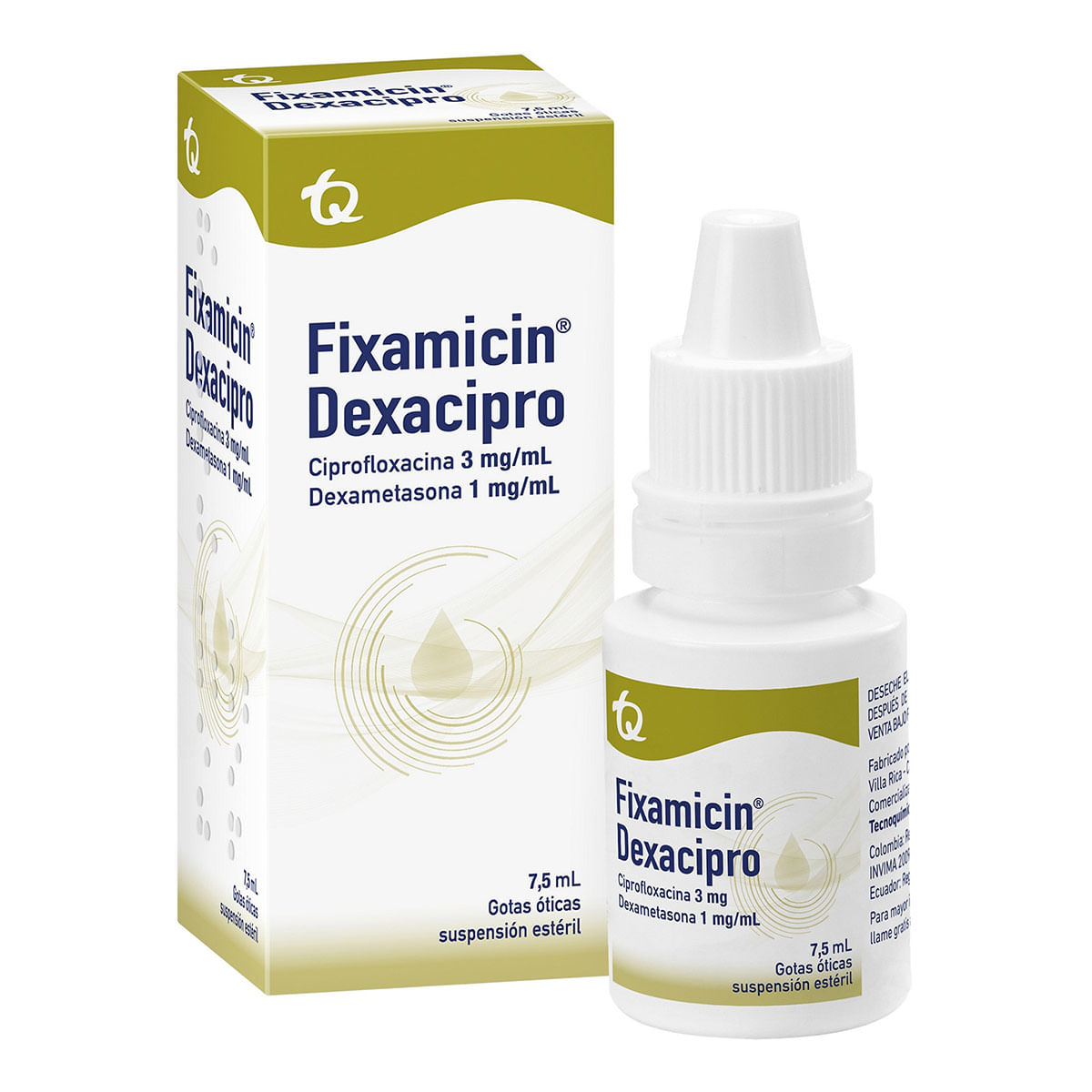 Gotas Óticas Fixamicin Dexacipro Tecnoquímicas Frasco x 7.5 mL