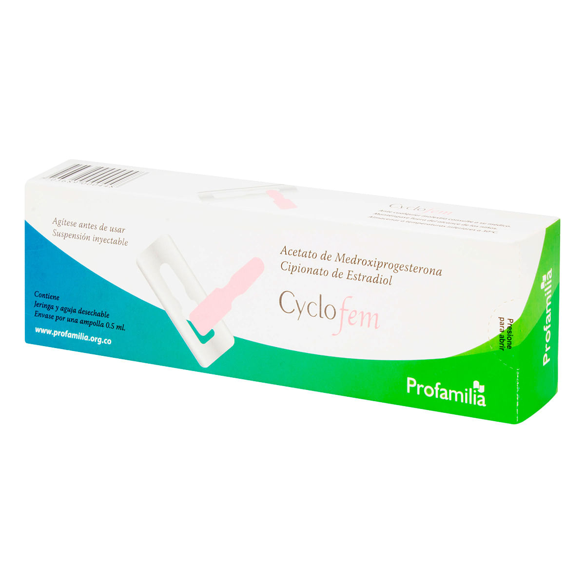 Suspensión Inyectable Cyclofem 0.5 mL Profamilia Caja x 1 Ampolla