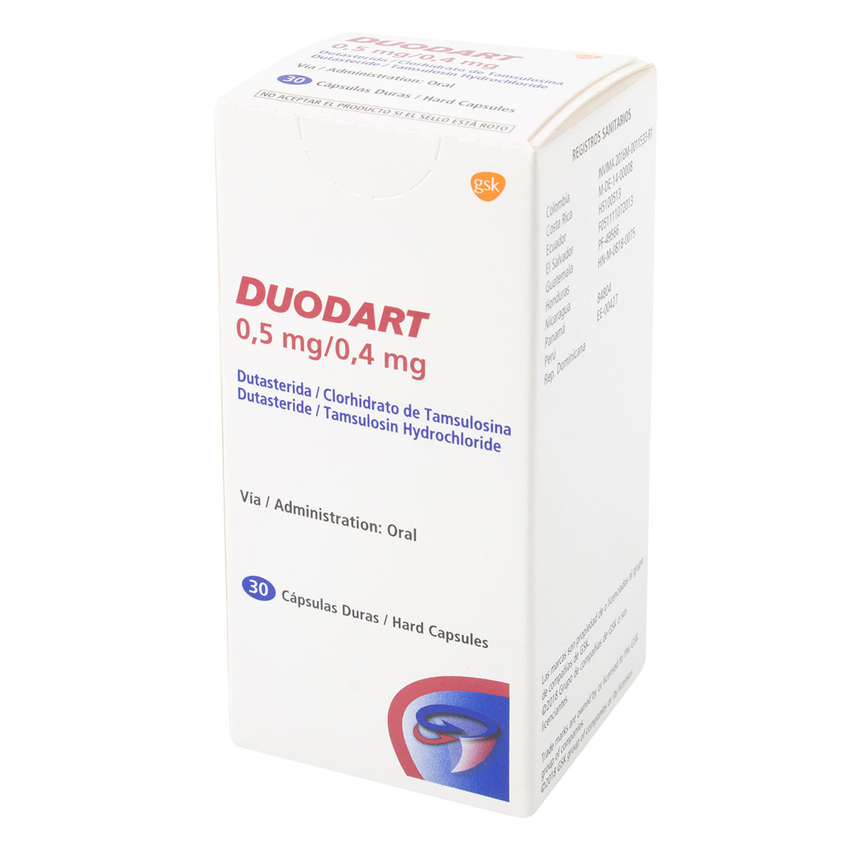 Duodart 0.5 Mg/0.4 Mg GSK Frasco x 30 Cápsulas Duras