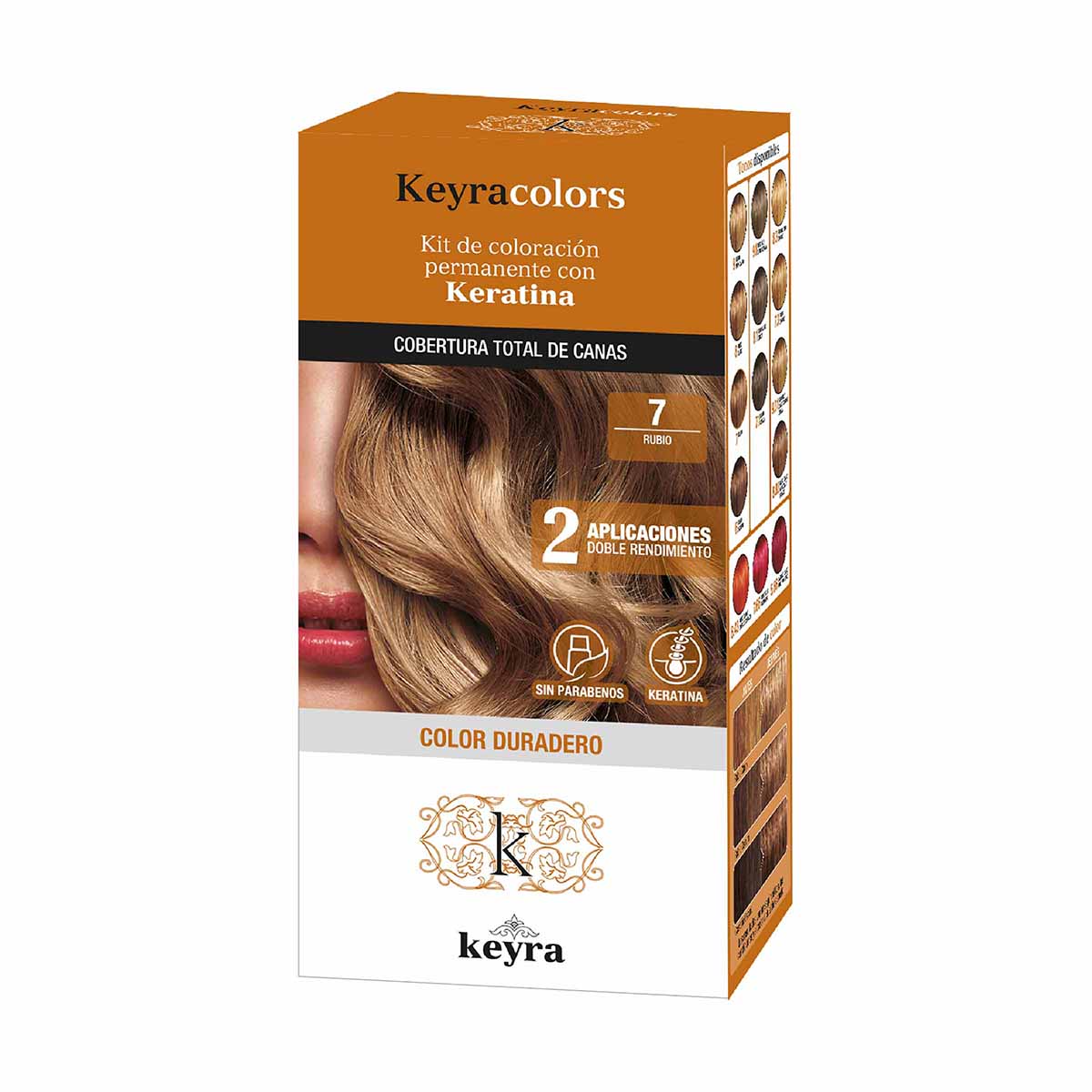 Kit de Coloración Permanente con Keratina Keyra 7 Rubio