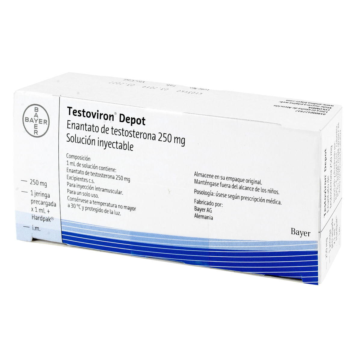 Solución Inyectable Testoviron Depot 250 Mg Bayer Jeringa Precargada x 1mL Caja x 1 Ud