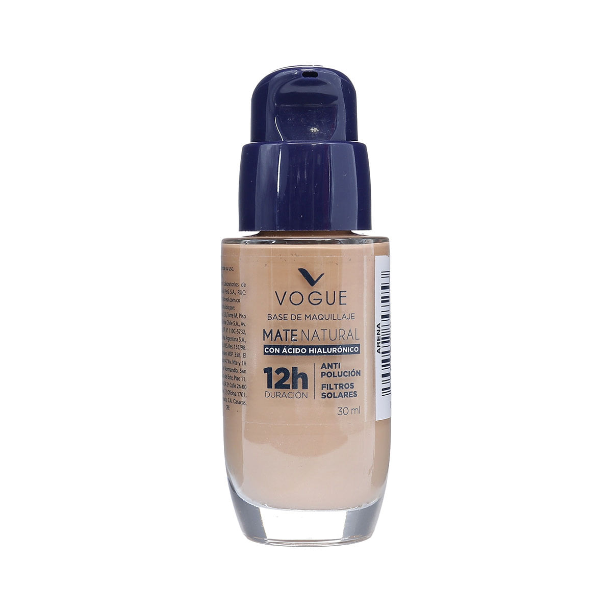 Base Liquida Vogue MateNatural Arena Frasco x 30 mL