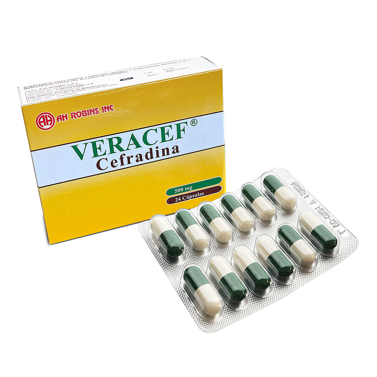 Veracef 500 Mg Ah Robins Caja X 24 Cápsulas.