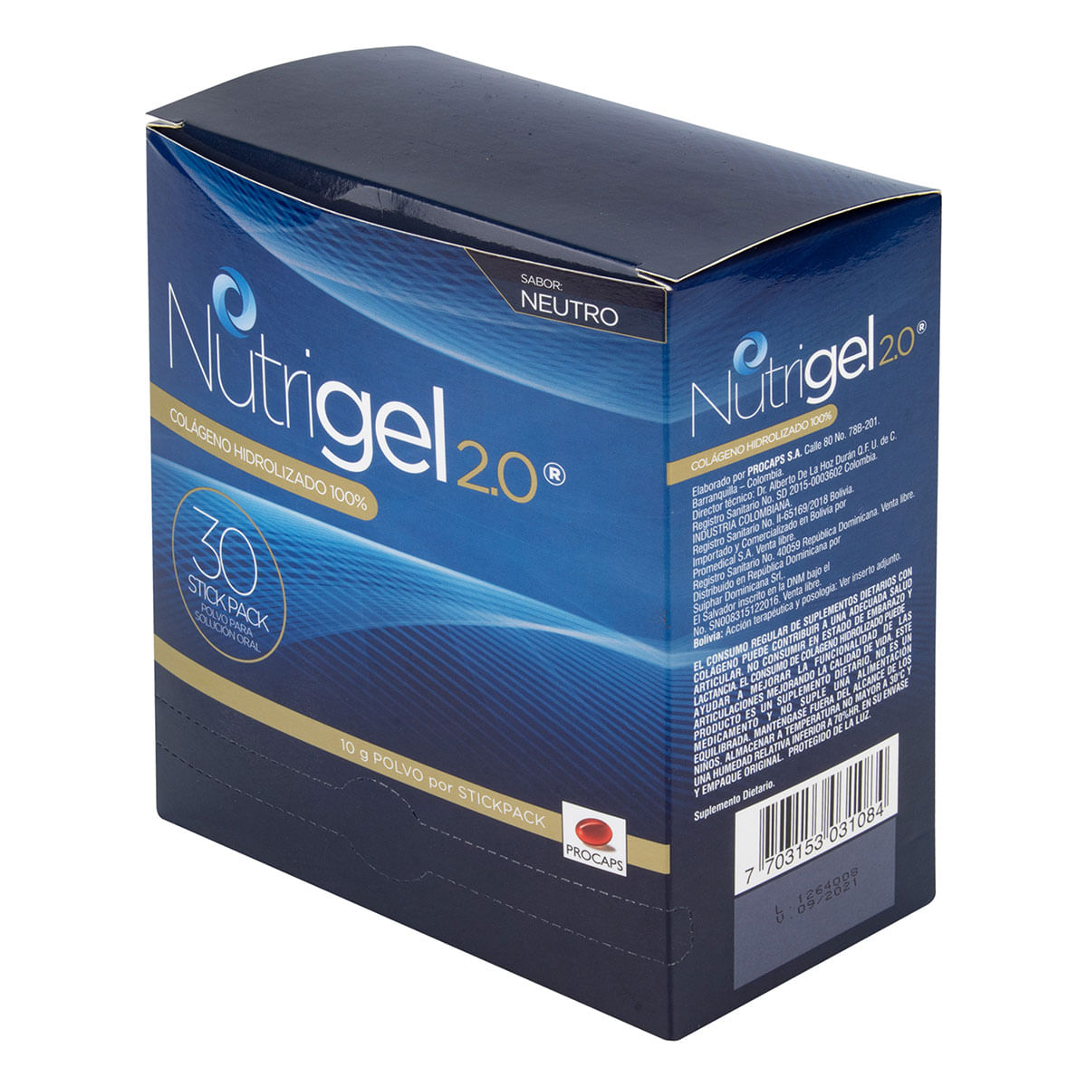 Nutrigel 2.0 Procaps Neutro Stick Pack X 10 G Caja X 30 Uds.