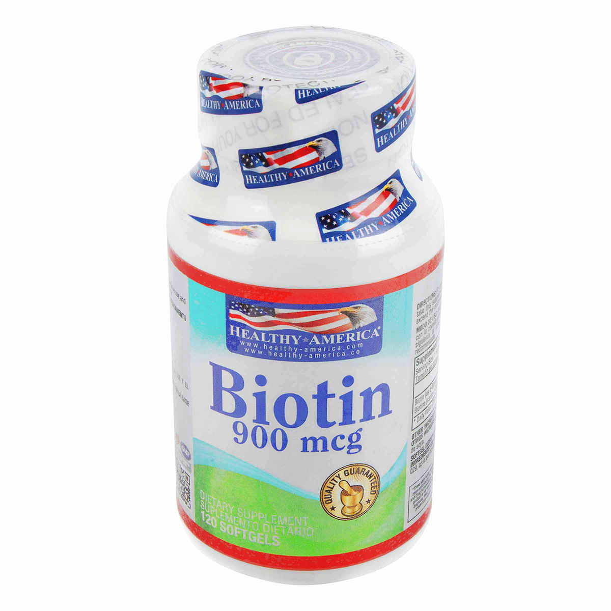 Suplemento Dietario Biotin 900 Mcg Healthy America Frasco x 120 Softgels
