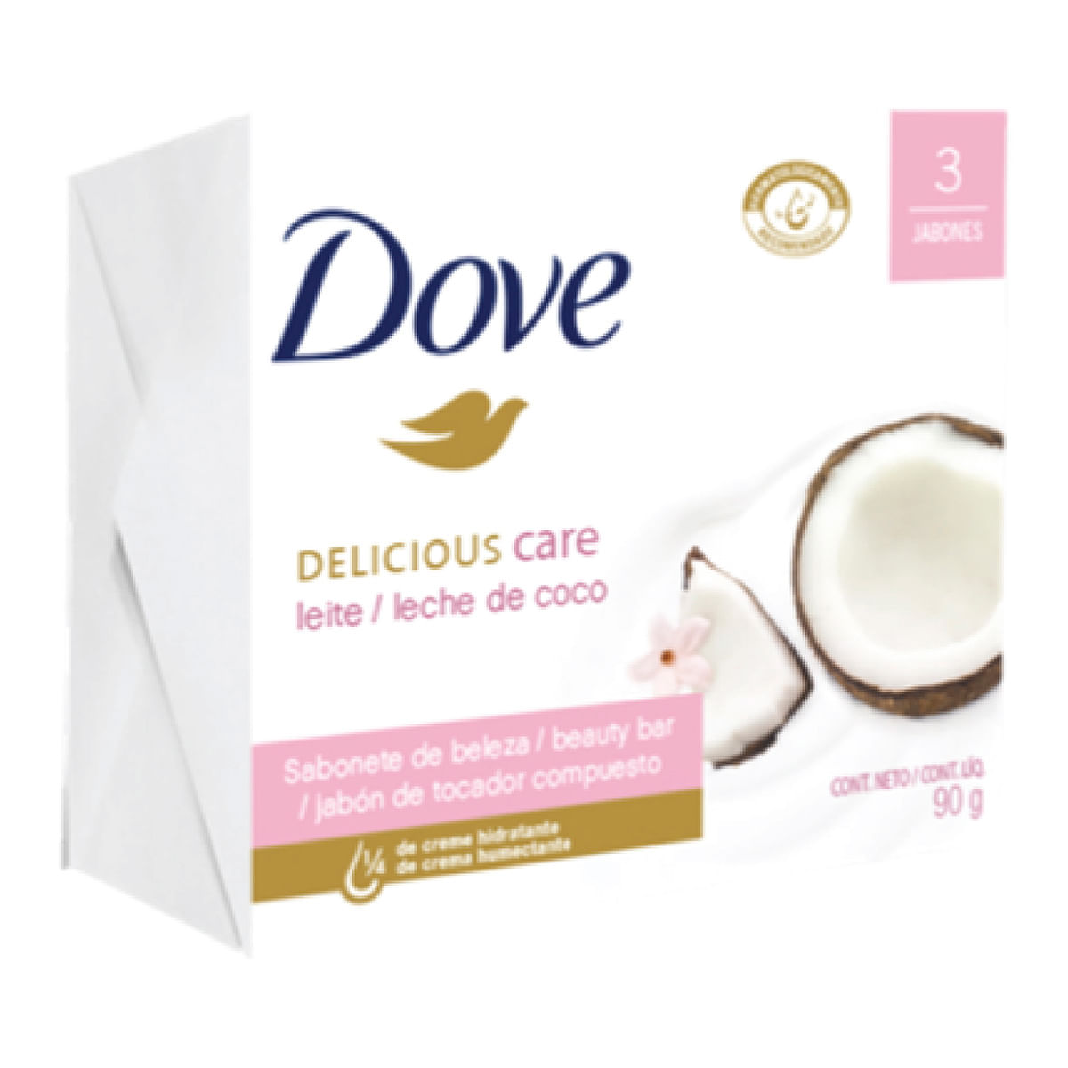 Jabón Dove Leche de Coco Barra x 90 g x 3 Uds