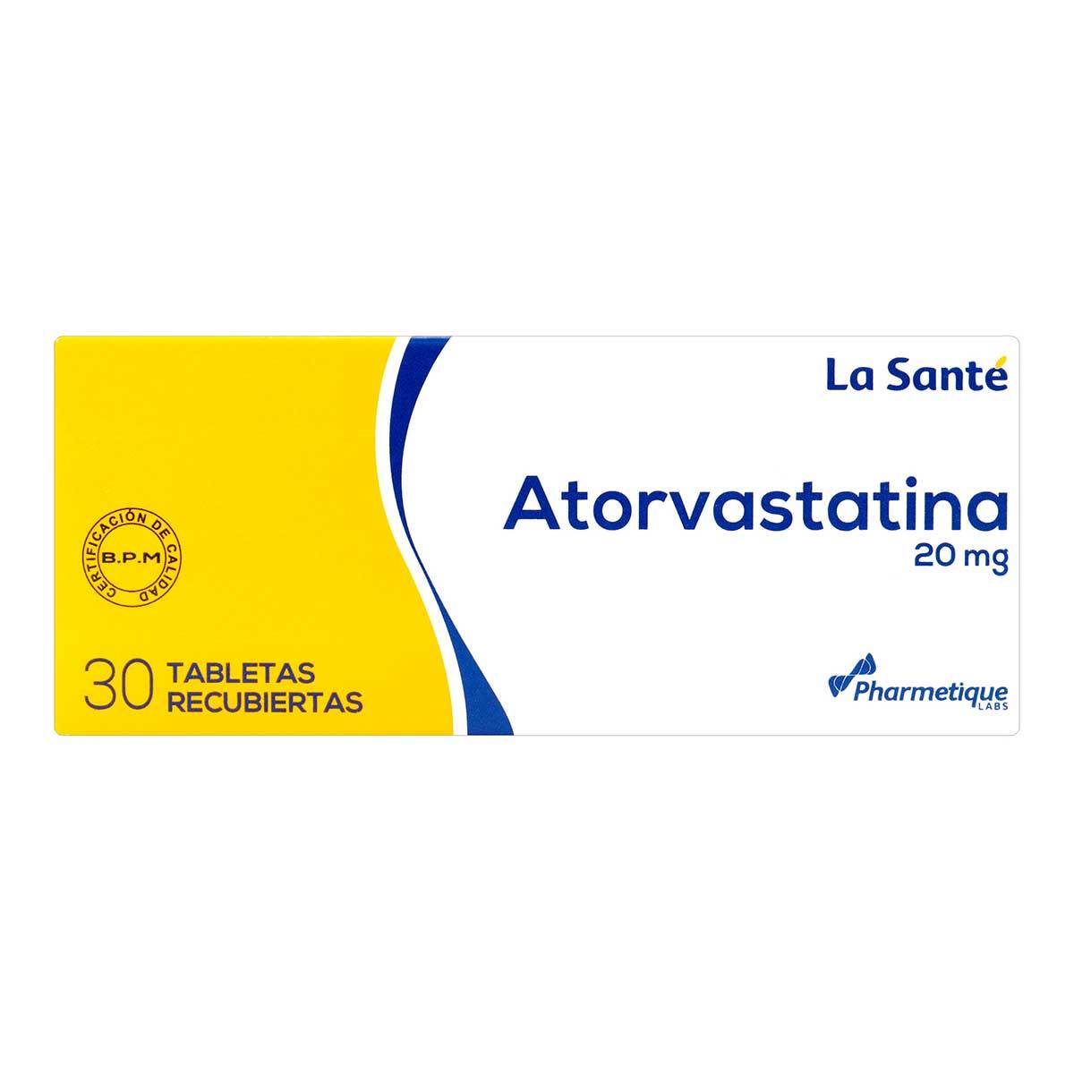 Atorvastatina 20 Mg La Santé Caja x 30 Tabletas Recubiertas