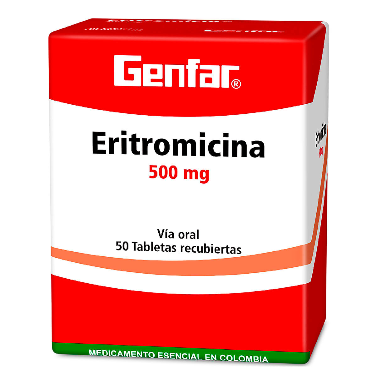 Eritromicina 500 Mg Genfar Caja X 50 Tabletas Recubiertas.