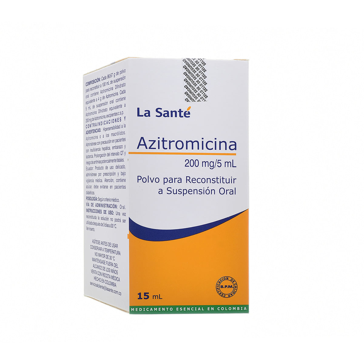 Suspensión Oral Azitromicina 200 Mg/5 Ml La Santé Polvo Frasco X 15 Ml.