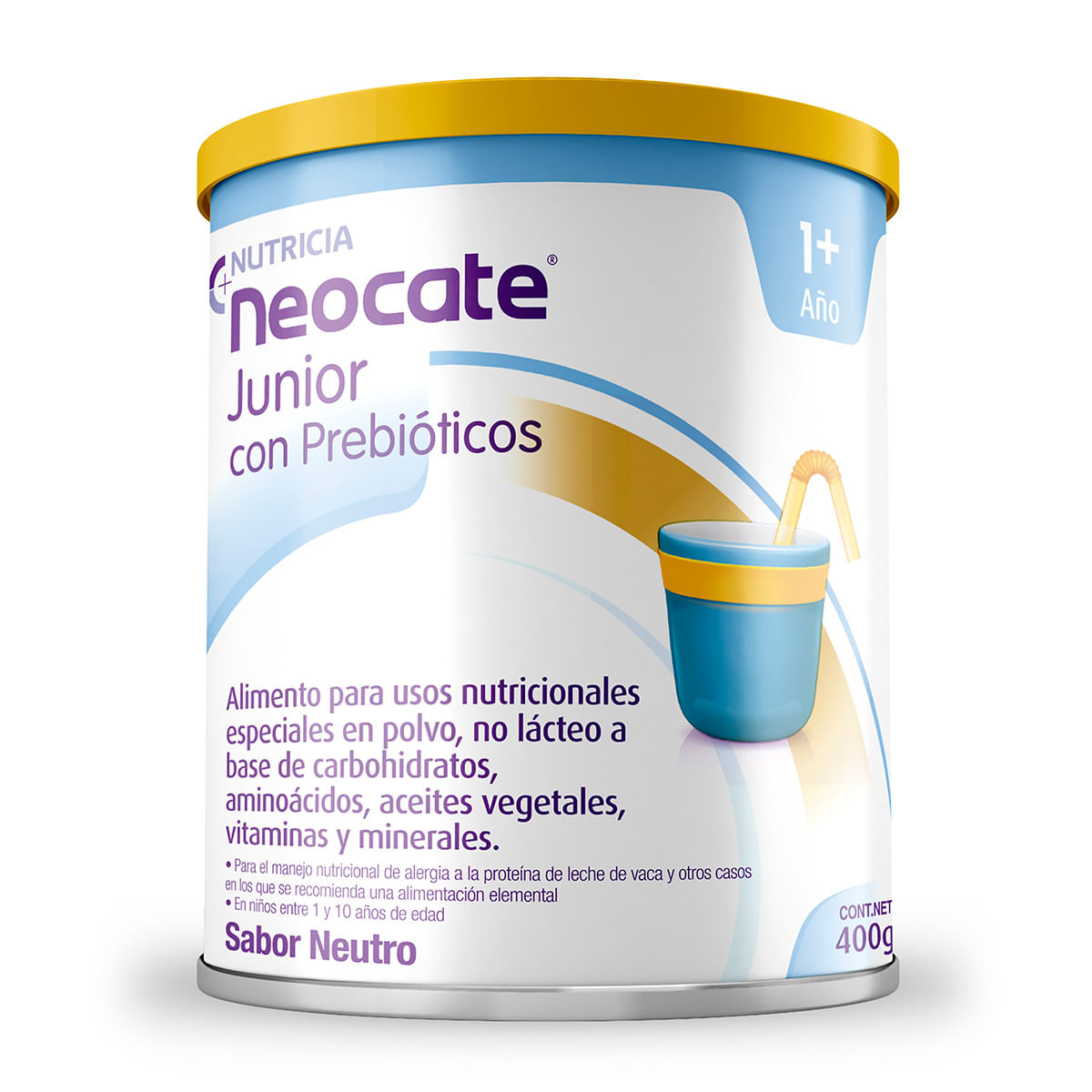 Alimento Neocate Junior con Prebióticos 1+ Neutro Polvo Tarro x 400 g