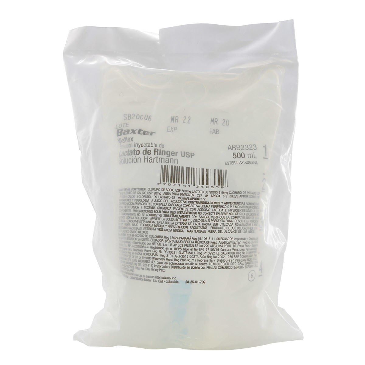 Solución Inyectable Baxter Viaflex Lactato De Ringer Usp Empaque X 500 Ml.