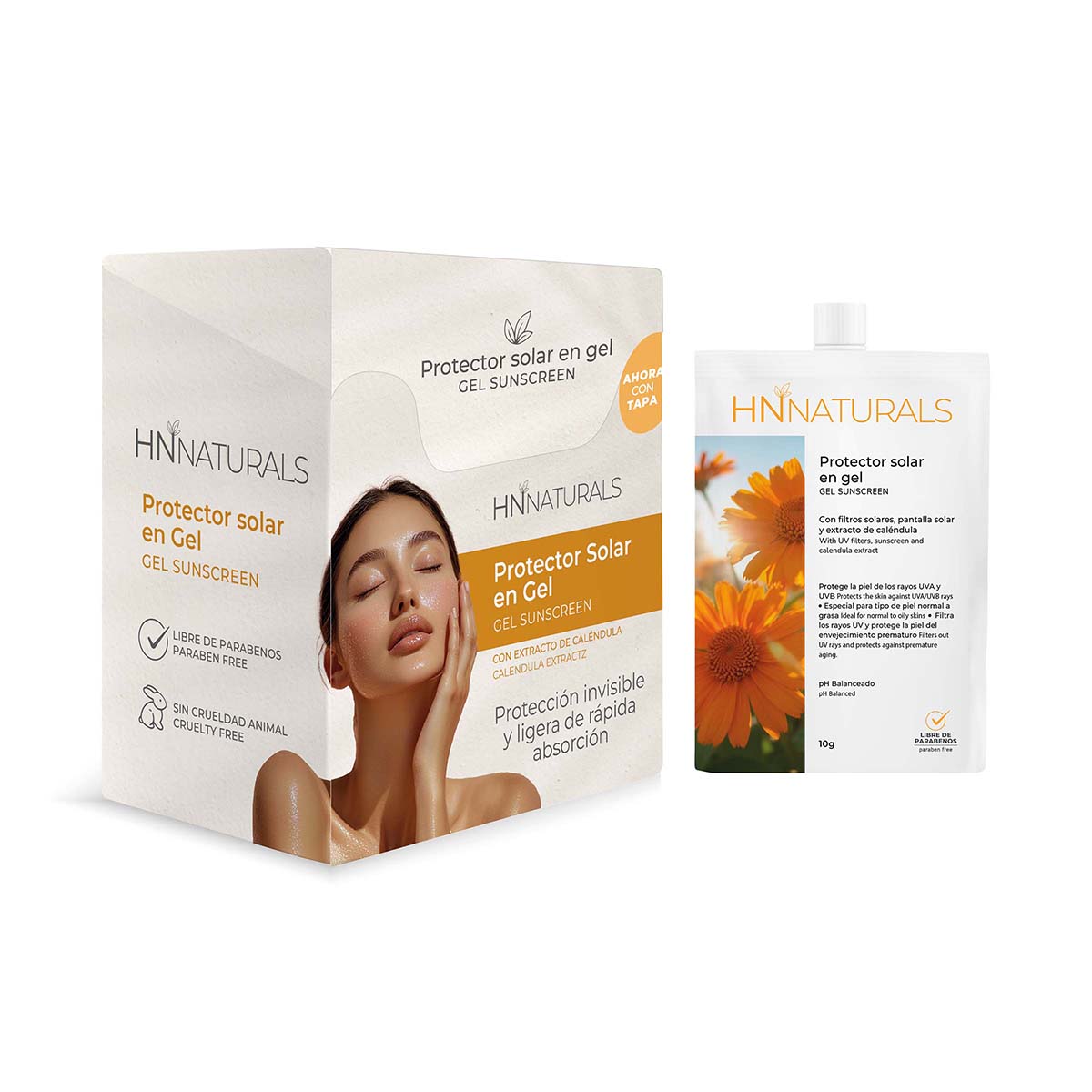Protector Solar en Gel HNnaturals 10 g Caja x 12 Sobres