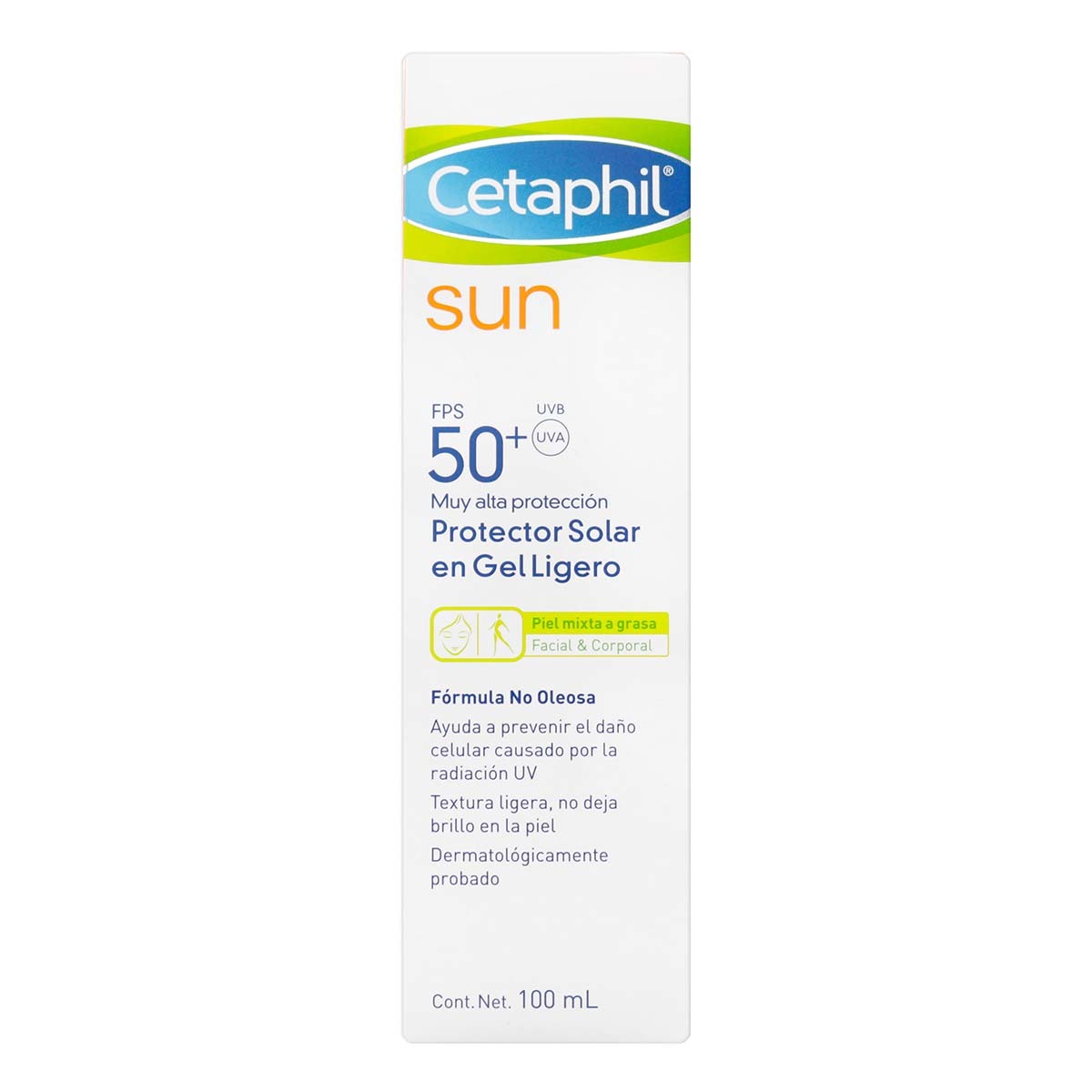 Gel Facial Y Corporal Cetaphil Sun Ligero Fps 50 Tubo X 100 Ml.