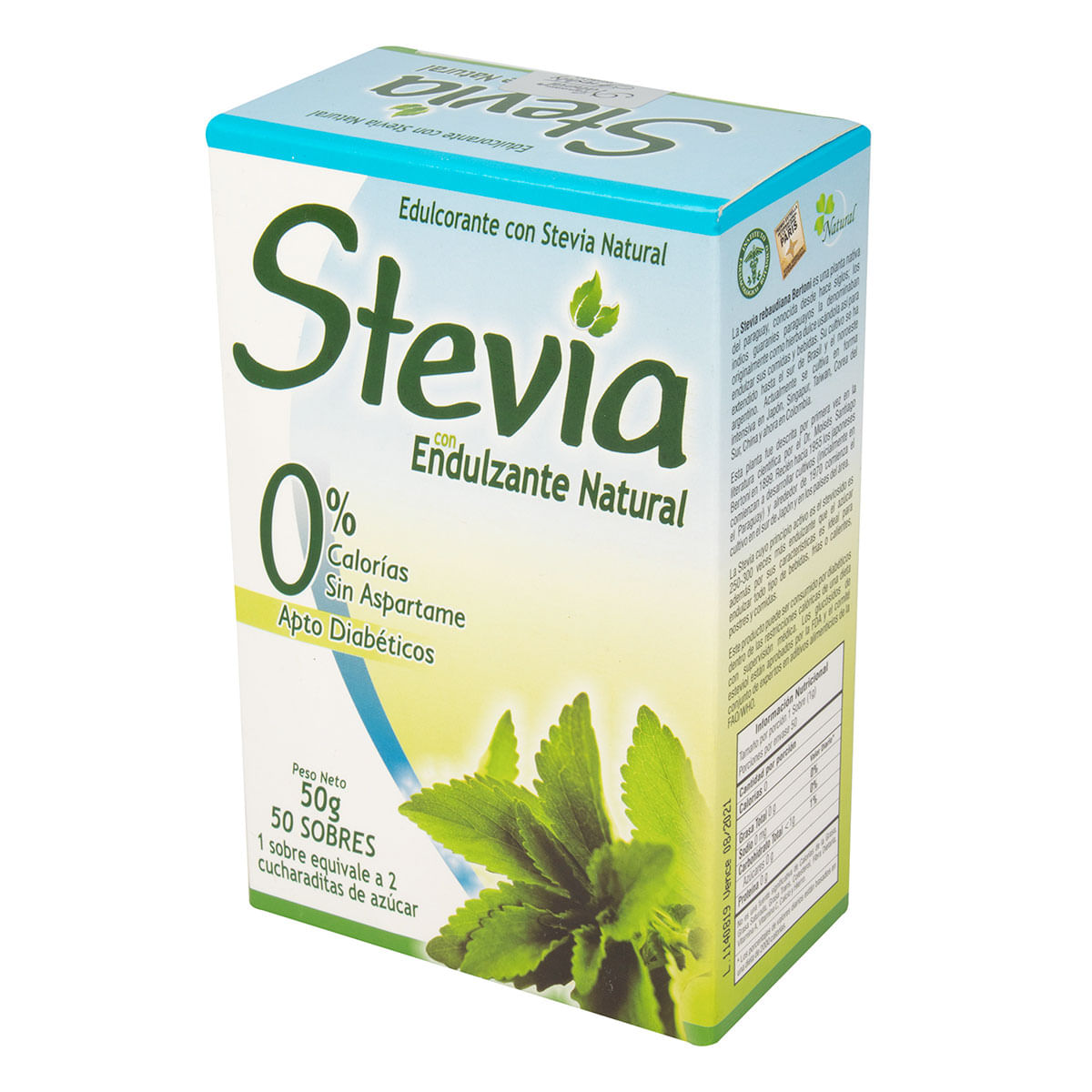 Edulcorante Stevia con Endulzante Natural Freshly Caja x 50 g x 50 Sobres.