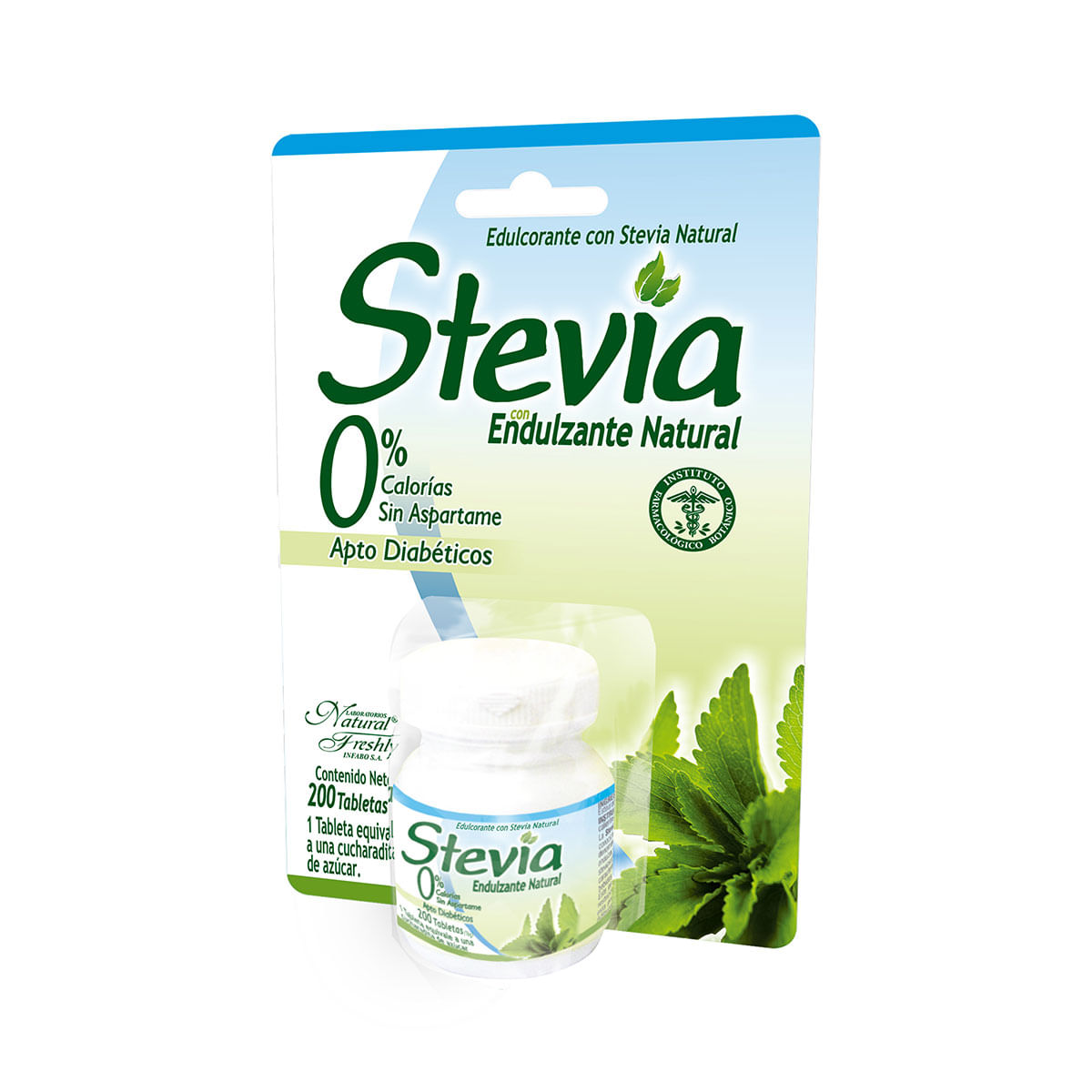 Edulcorante Stevia con Endulzante Natural Freshly Frasco x 200 Tabletas.