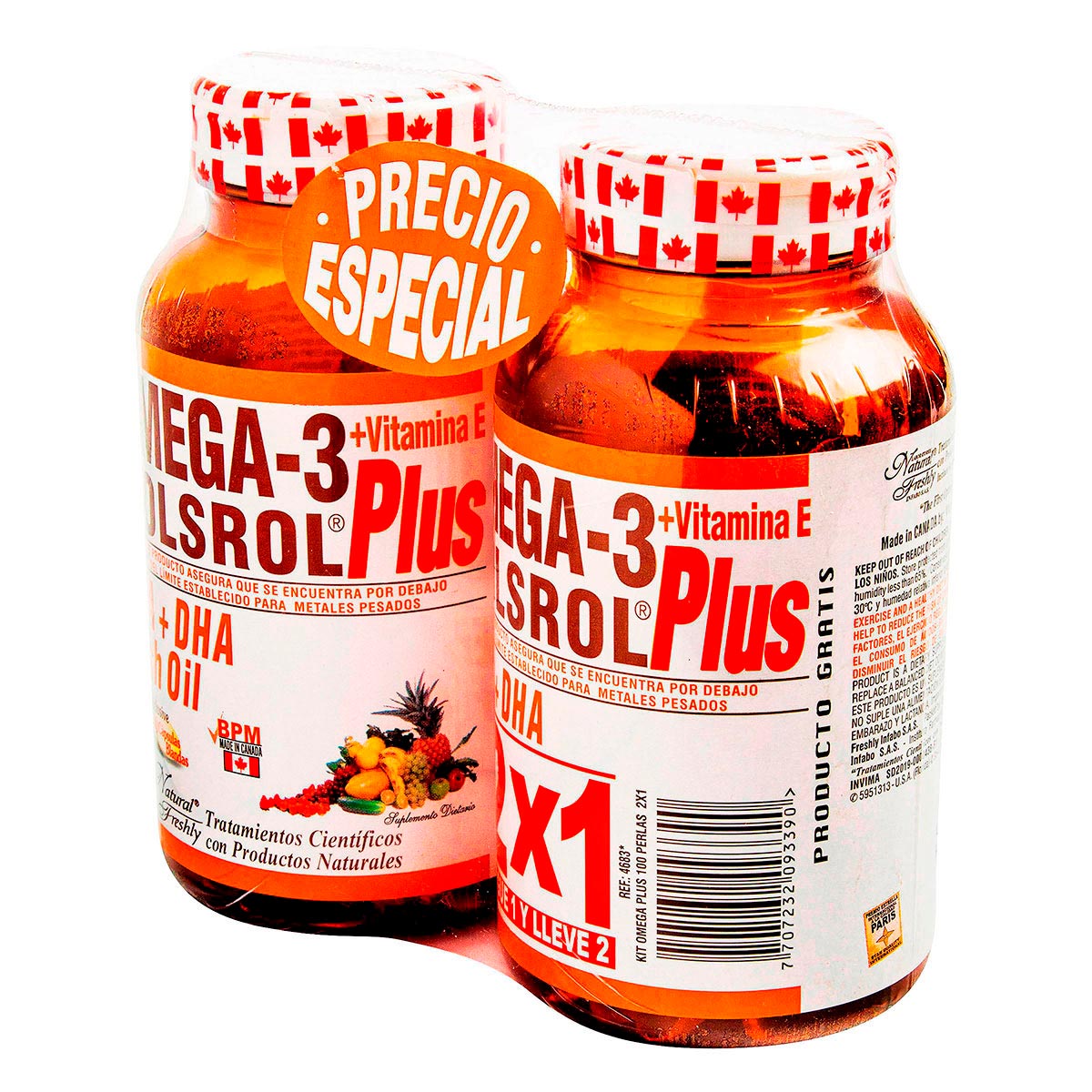 Omega 3 Plus Corsrol Natural Freshly Frasco x 100 Cápsulas Blandas x 2 Uds Precio Especial