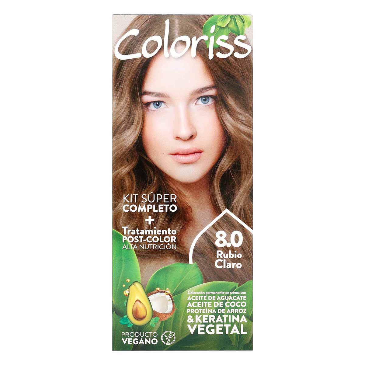 Tinte Permanente Coloriss Kit 8.0 Rubio Claro x Caja.