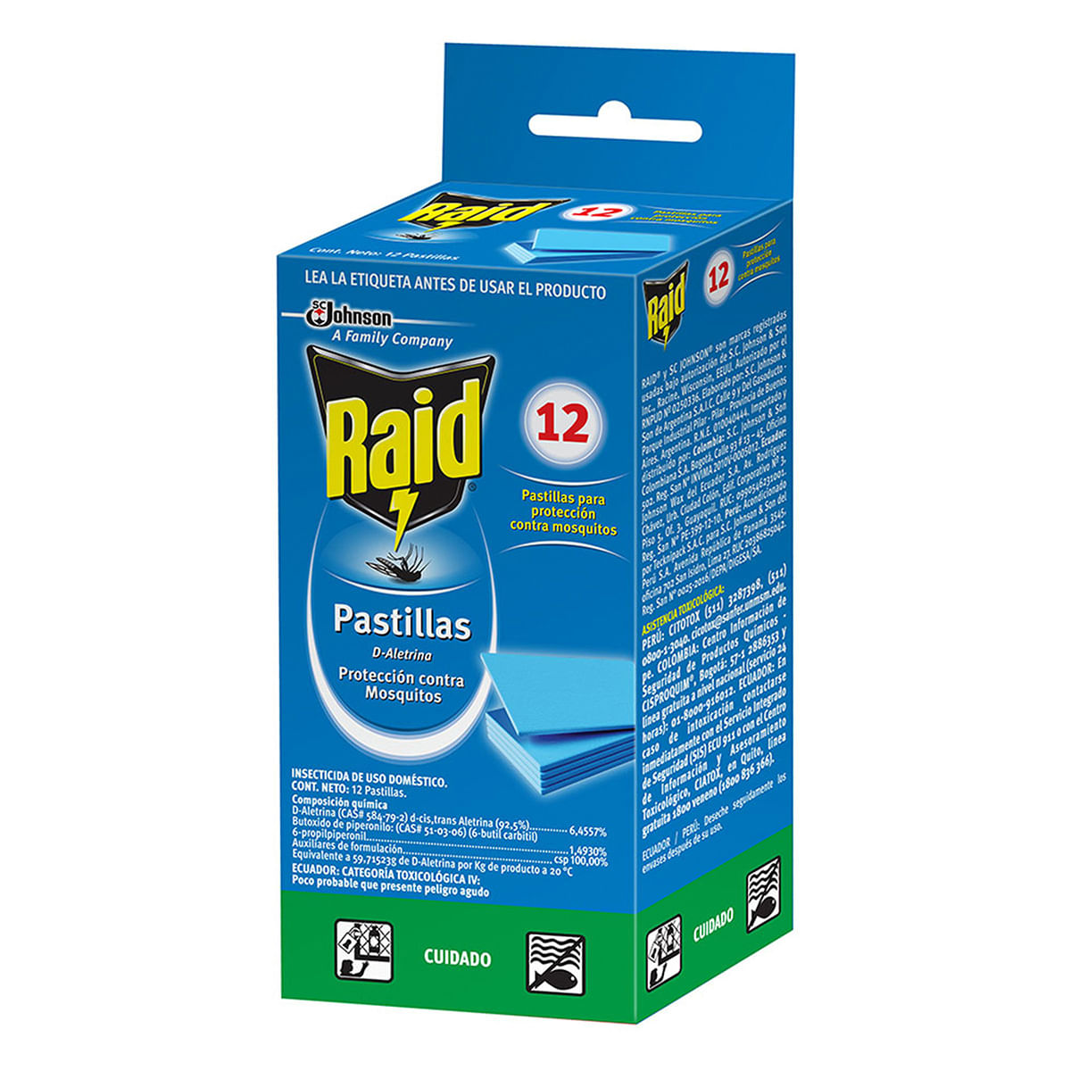 Insecticida Raid Pastillas Para Protección Contra Mosquitos Caja X 12 Uds.