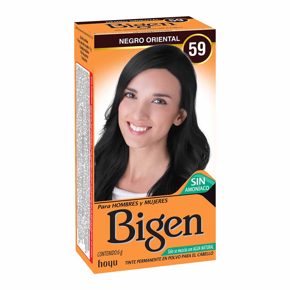 Tinte Permanente Bigen para El Cabello 59 Negro Oriental Polvo Caja x 6 g.