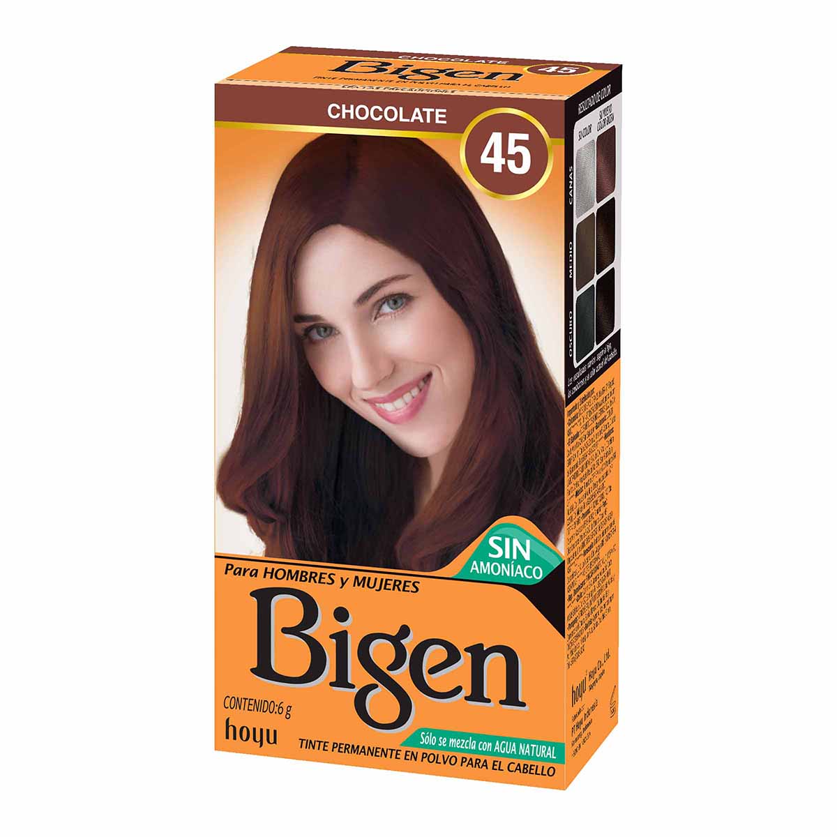Tinte Permanente Bigen para El Cabello 45 Chocolate Polvo Caja x 6 g.