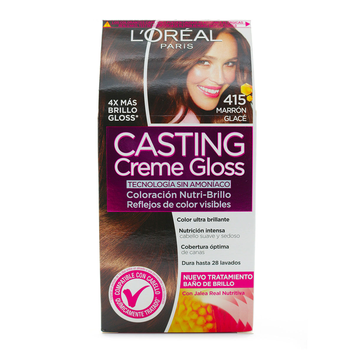 Tinte Capilar Permanente LOréal Paris Casting Creme Gloss 415 Marrón Glacé x 1 Caja