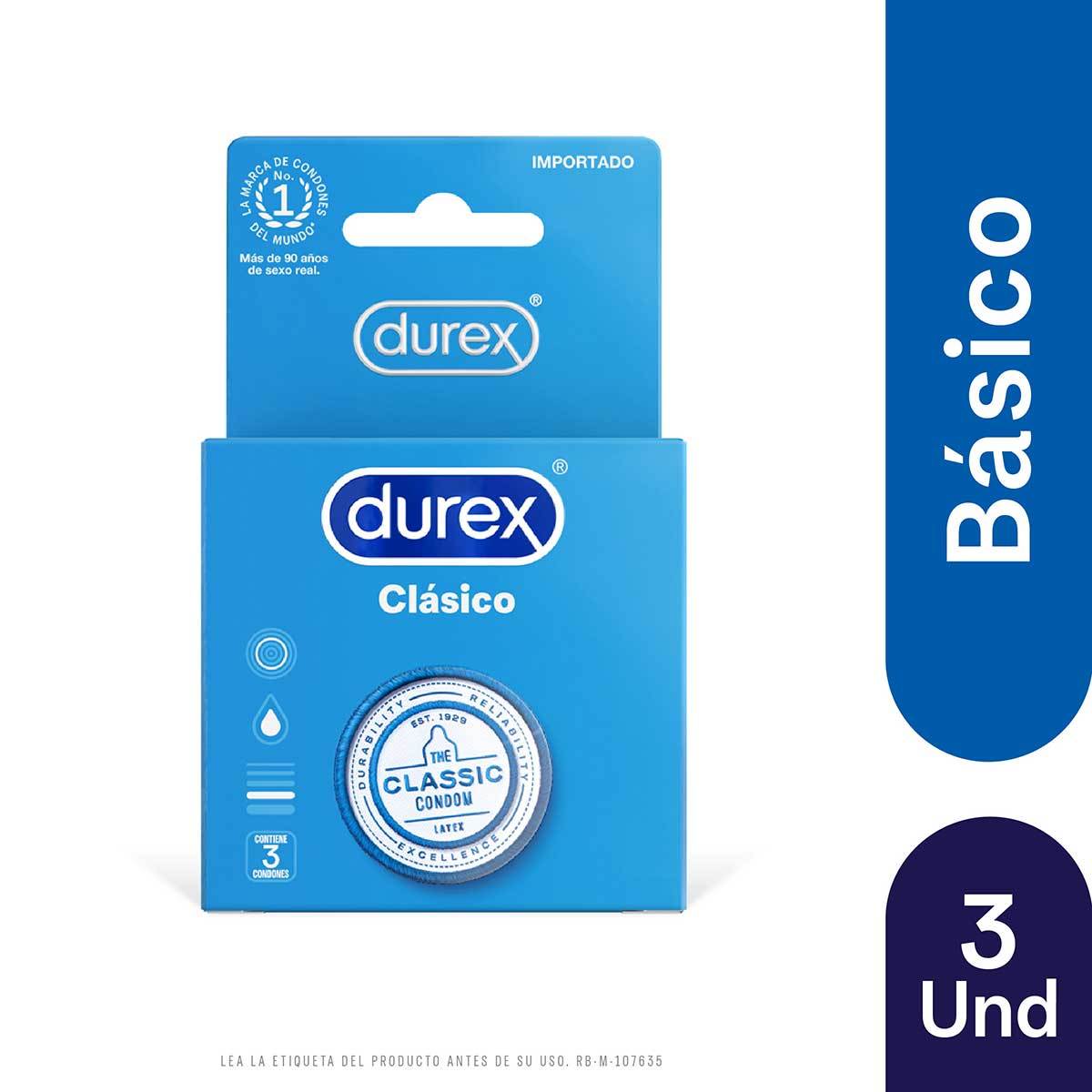 Condones Durex Clásico Caja X 3 Uds.
