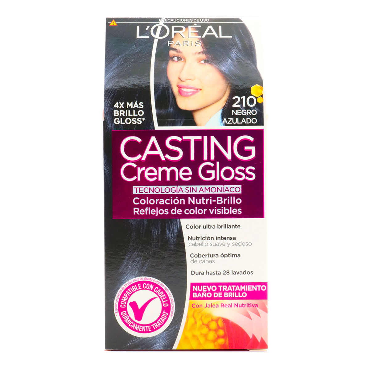 Tinte Capilar Permanente LOréal Paris Casting Creme Gloss 210 Negro Azulado x 1 Caja