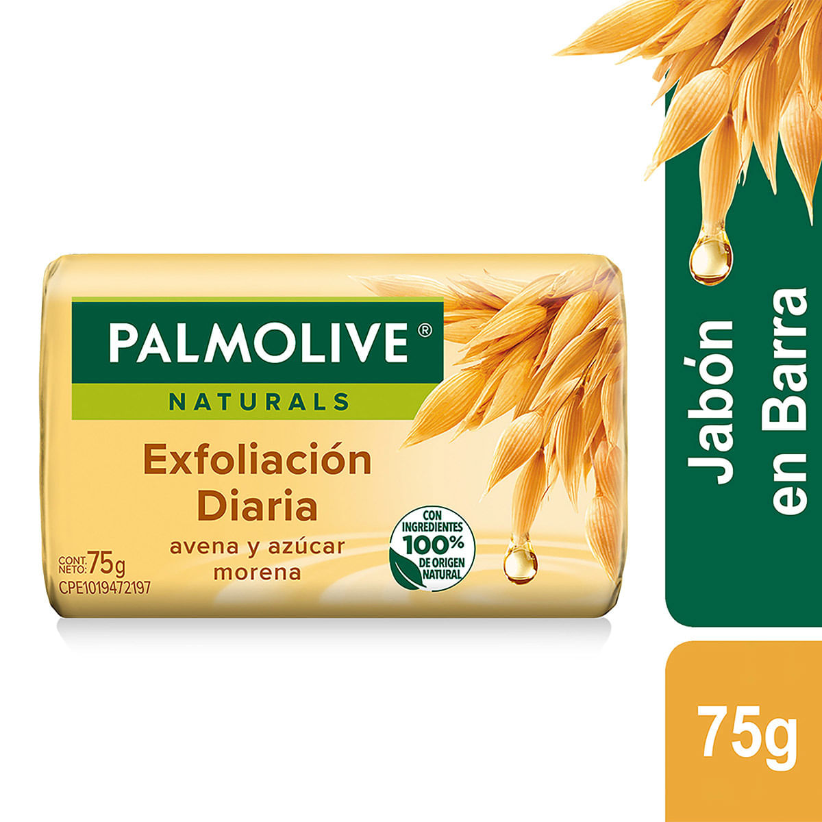 Jabón Palmolive Naturals Avena y Azúcar Morena Exfoliación Barra x 75 g