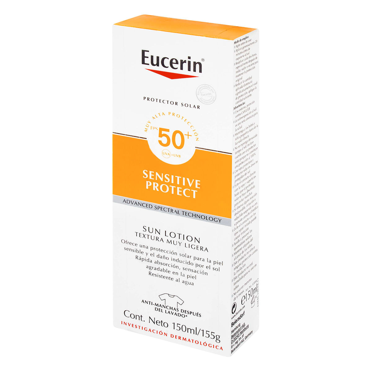 Protector Solar Eucerin Textura Muy Ligera FPS 50 Frasco x 150 mL