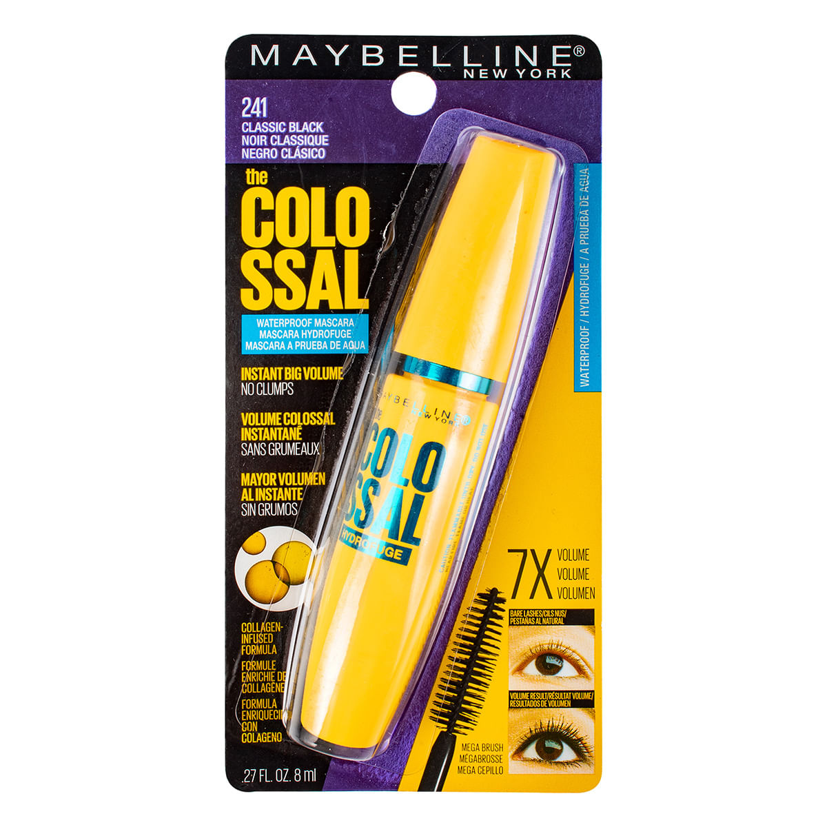 Pestañina Maybelline The Colossal Volum Express Black Waterproof x 8 mL.