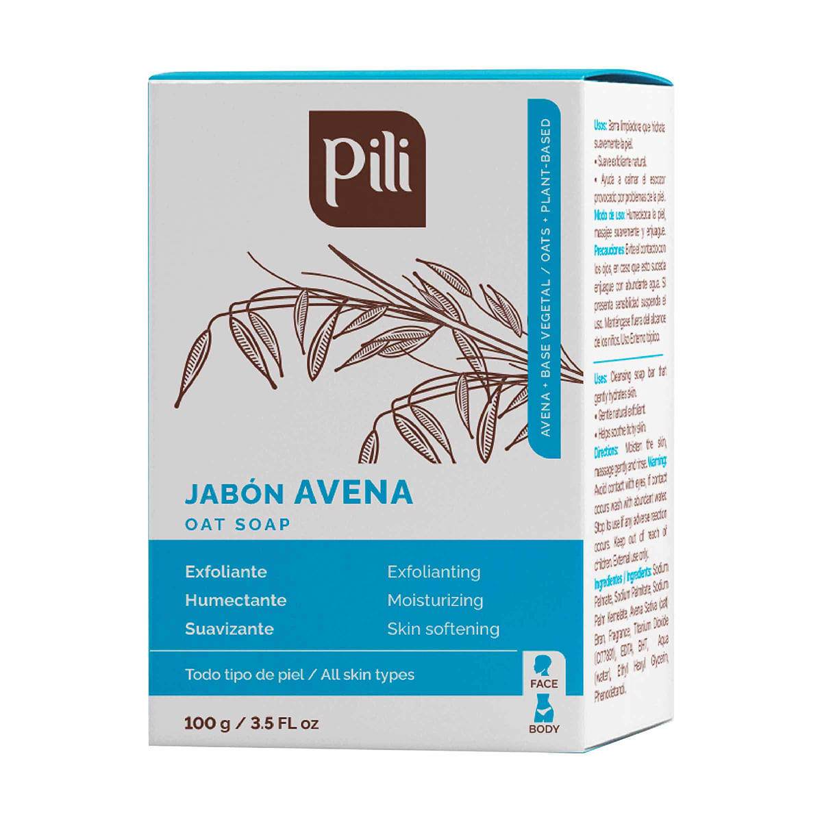 Jabón Pili Avena Barra x 100 g.