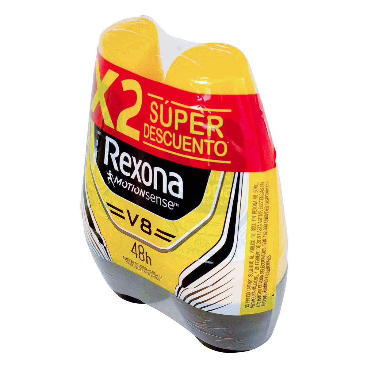 Antitranspirante Rexona Men V8 Motionsense Roll On x 50 mL x 2 Uds Súper Descuento.