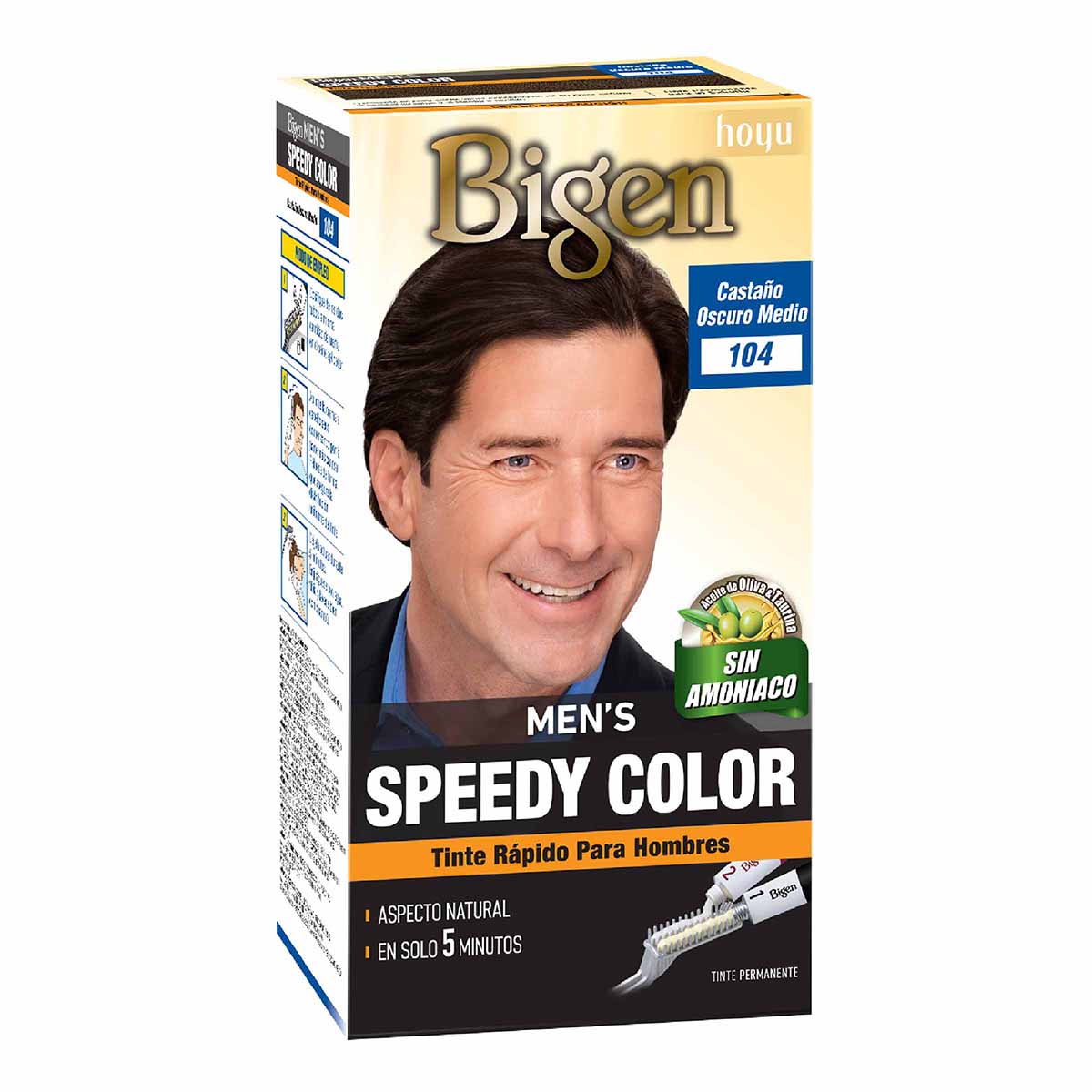 Tinte Permanente Bigen Mens Speedy Color 104 Castaño x Caja.