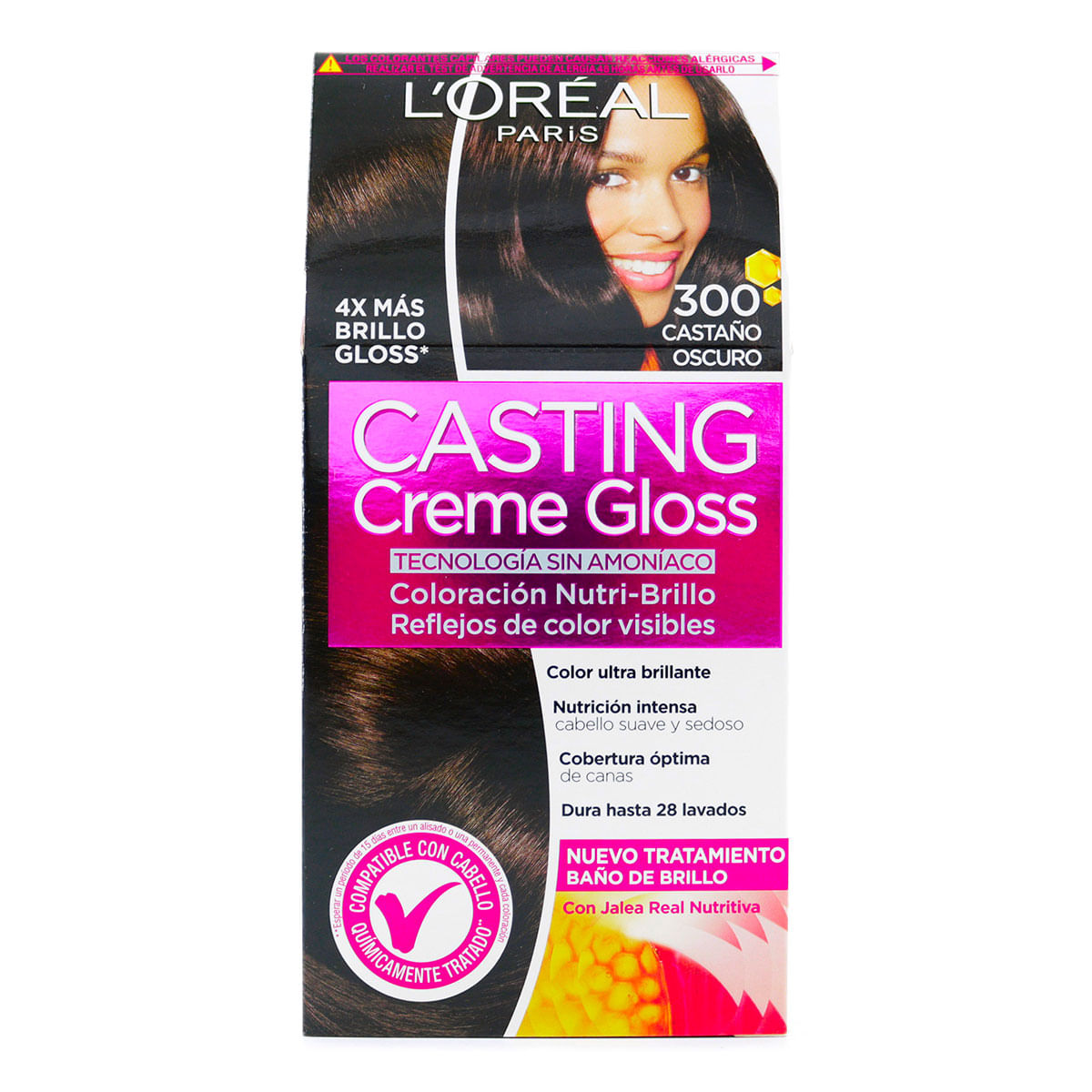 Tinte Capilar Permanente LOréal Paris Casting Creme Gloss 300 Castaño Oscuro x 1 Caja