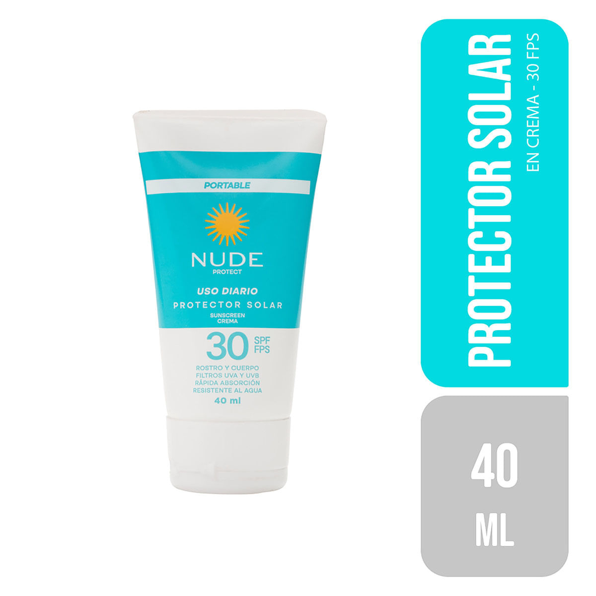 Protector Solar Nude Spf 30 En Crema Tubo X 40 Ml.