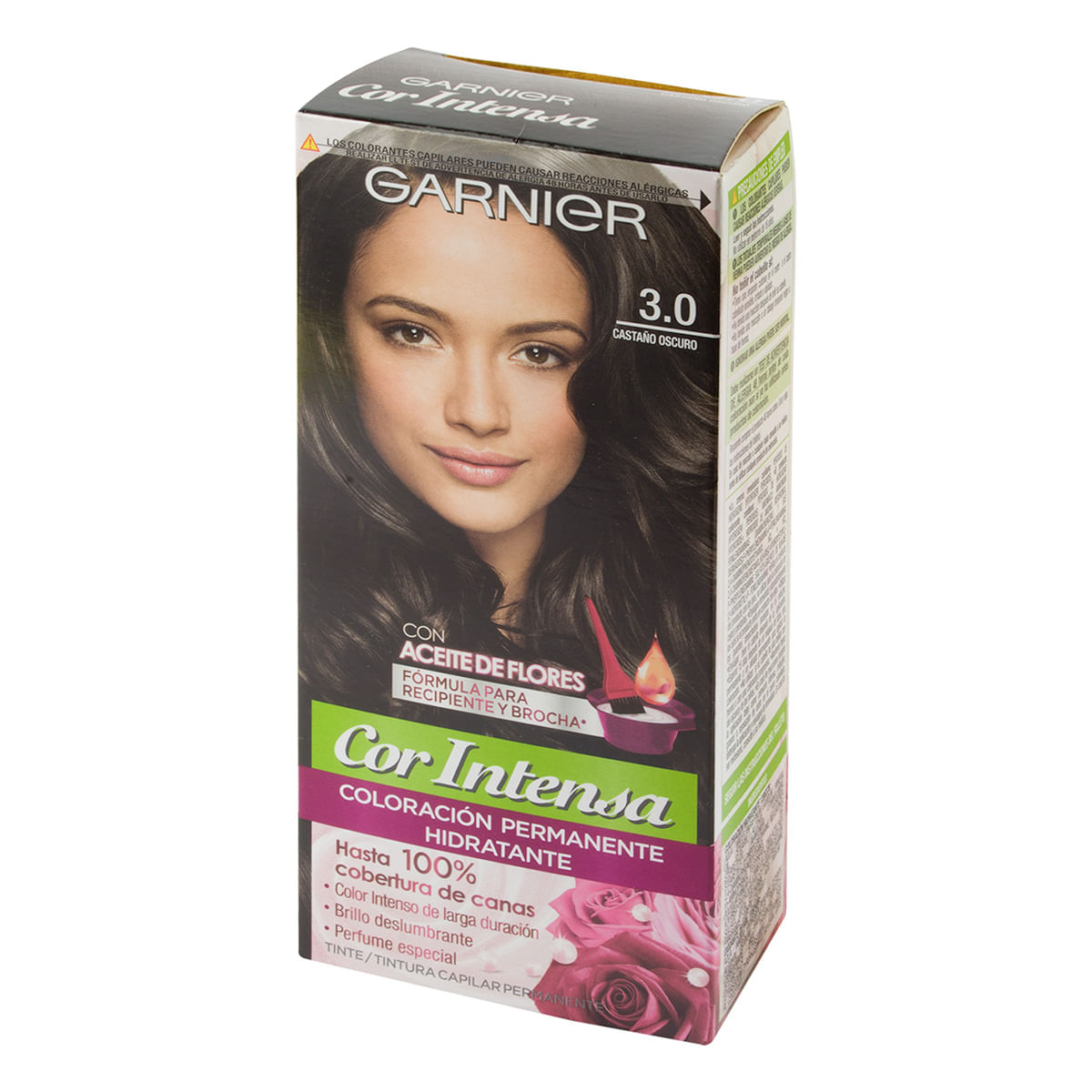 Tintura Capilar Permanente Garnier Cor Intensa 3.0 Castaño Oscuro x 1 Caja.