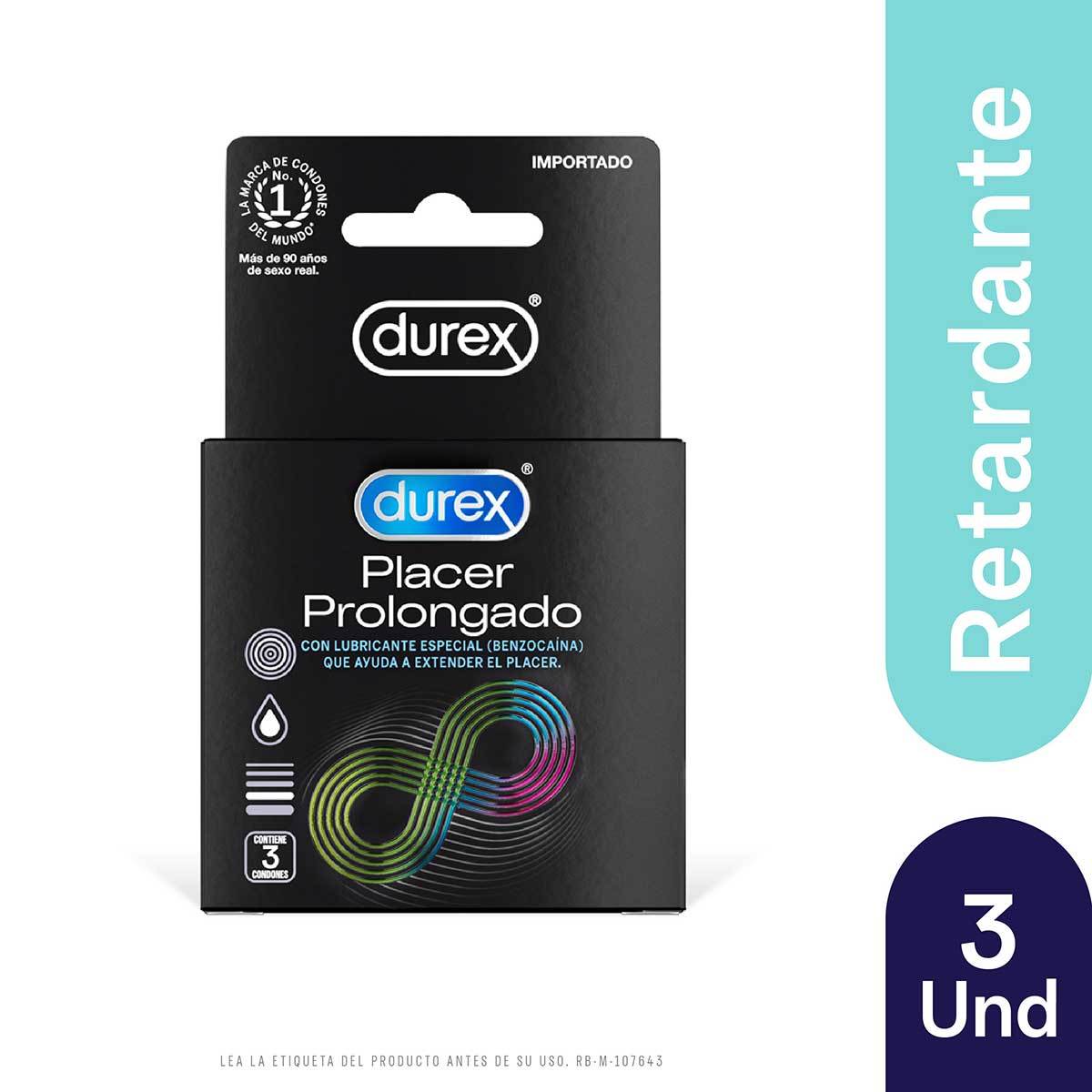 Condones Durex Placer Prolongado Caja x 3 Uds.