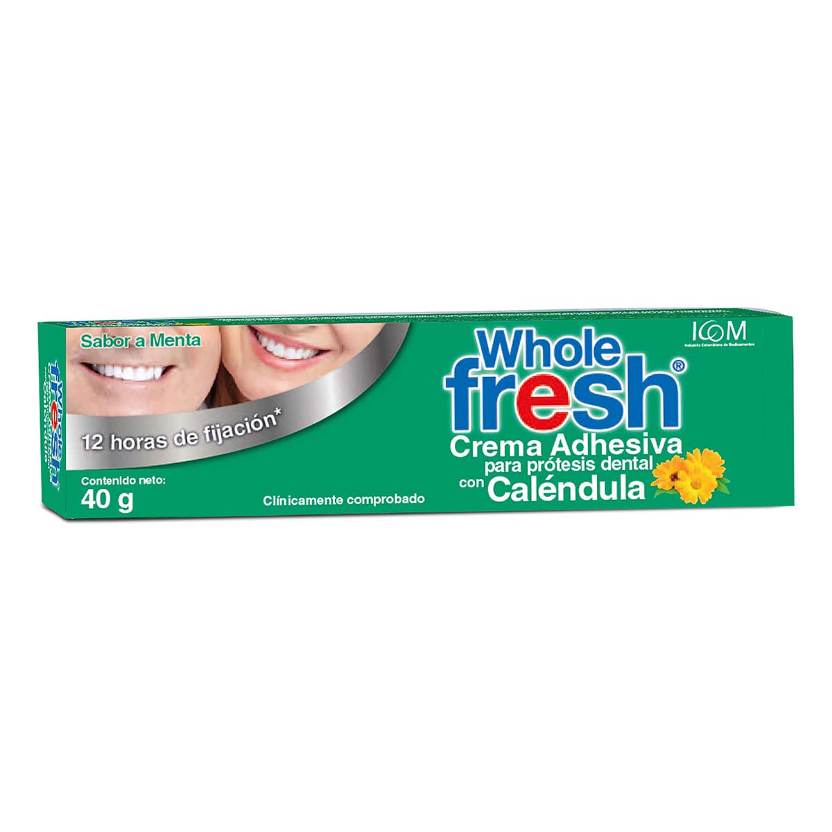 Crema Adhesiva Icom Whole Fresh para Prótesis Dental Menta Caja x 40 g.
