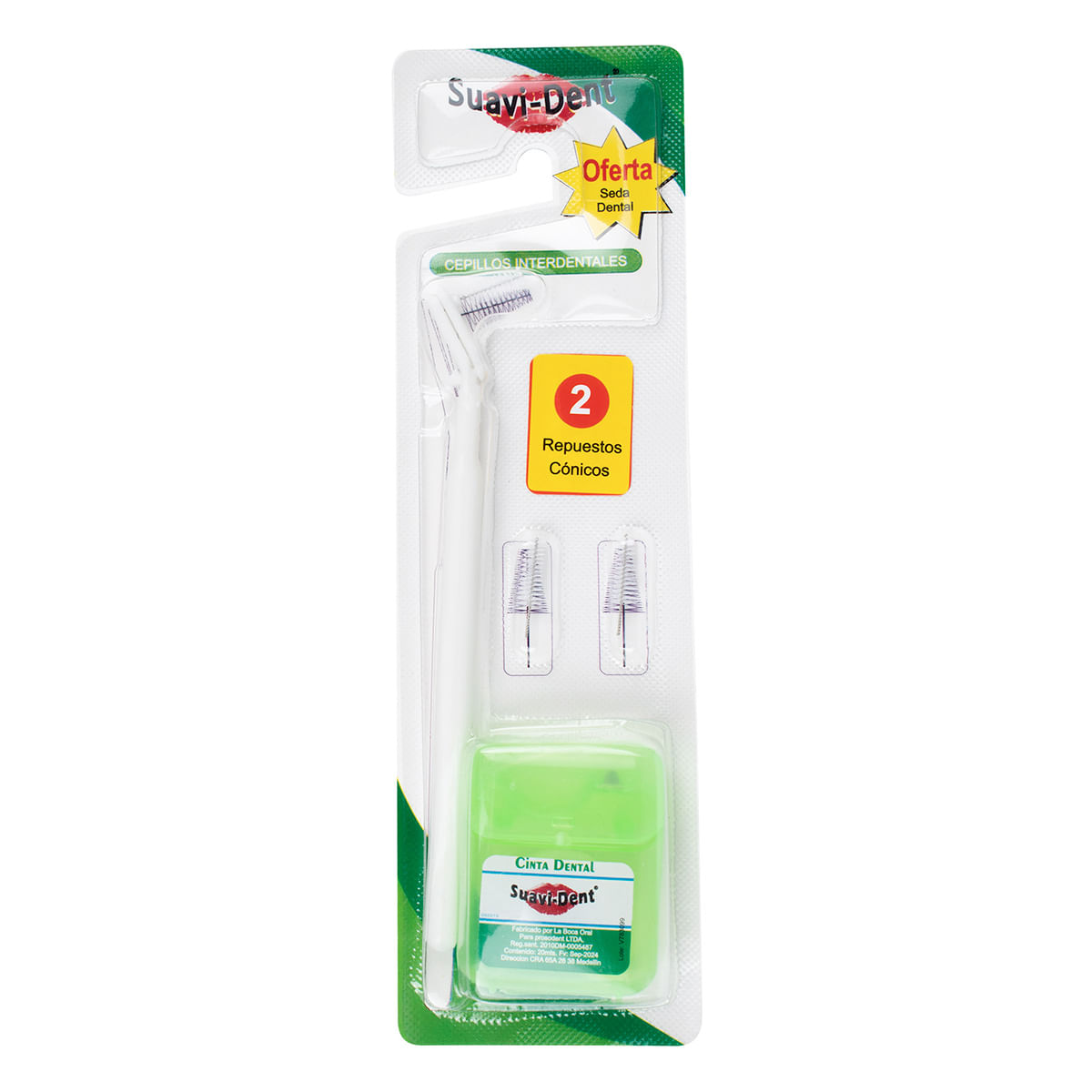 Cepillo Interdental Suavi-Dent Repuestos Cónicos Blister x 2 Uds + Cinta Dental Suavi-Dent x 1 Ud Oferta.