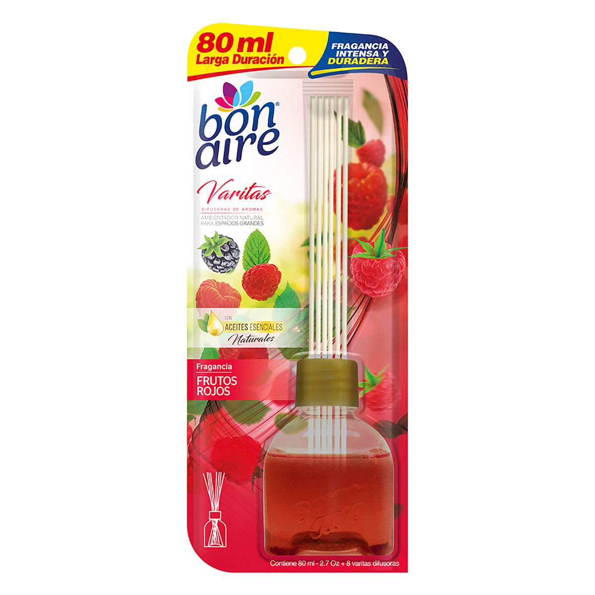 Ambientador Bonaire Varitas Frutos Rojos Frasco x 80 mL.