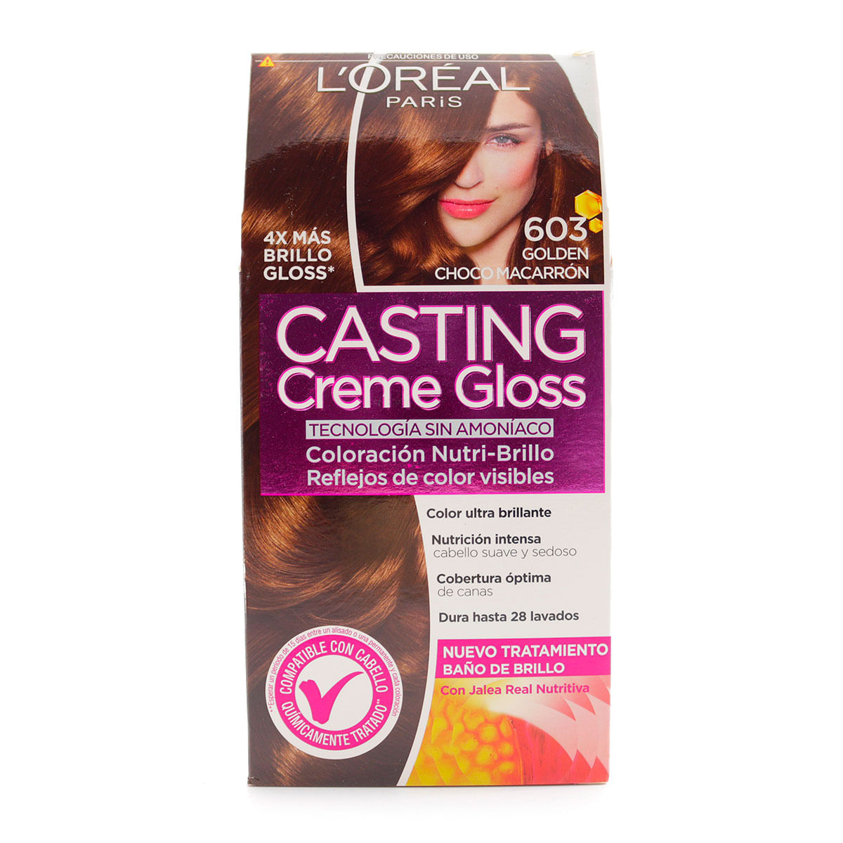 Tinte Capilar Permanente LOréal Paris Casting Creme Gloss 603 Golden Chocomacarrón x 1 Caja