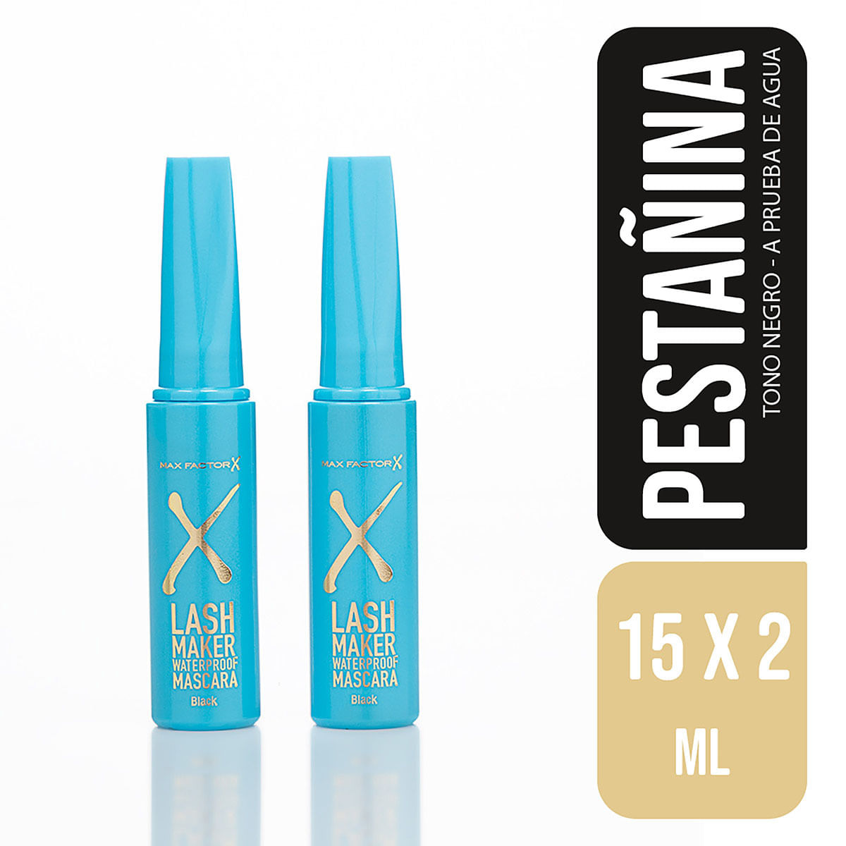 Pestañina Max Factor Lash Maker Black Waterproof x 15 mL x 2 Uds Precio Especial