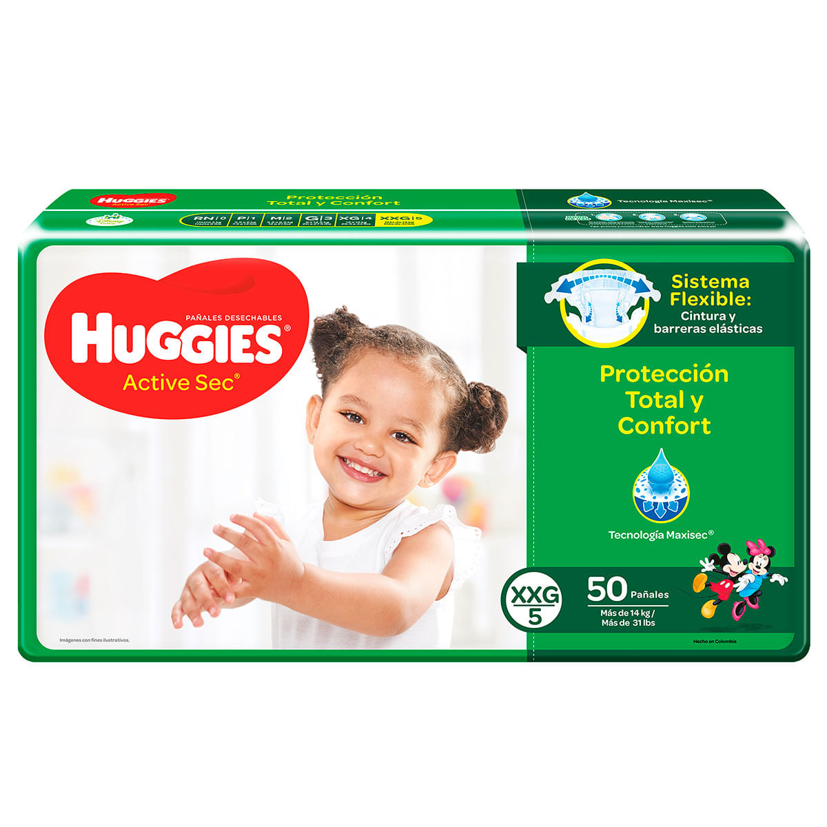 Pañales Huggies Active Sec Etapa 5/Xxg Paquete X 50 Uds.