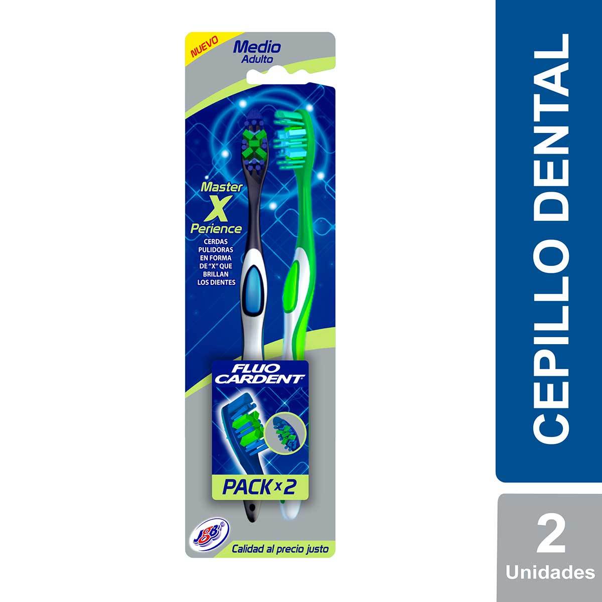 Cepillo Dental Fluo Cardent Master Blister X Perience Medio Adulto Blister X 2 Uds Pack.