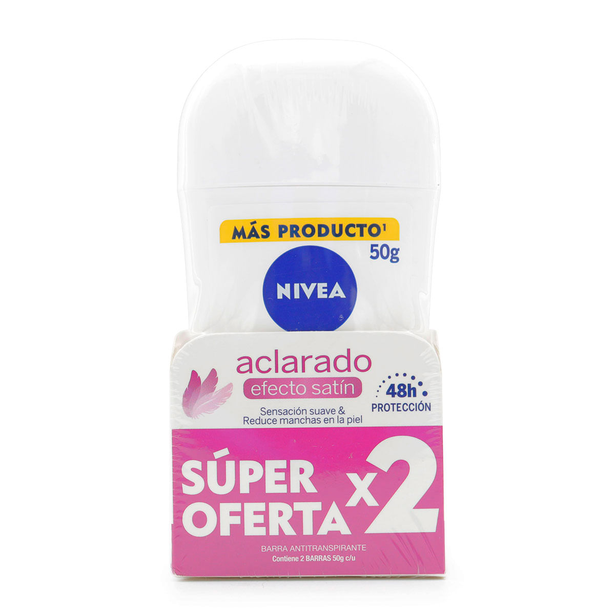 Antitranspirante Nivea Mujer Aclarado Efecto Satín Barra x 40 mL x 2 Uds Súper Descuento